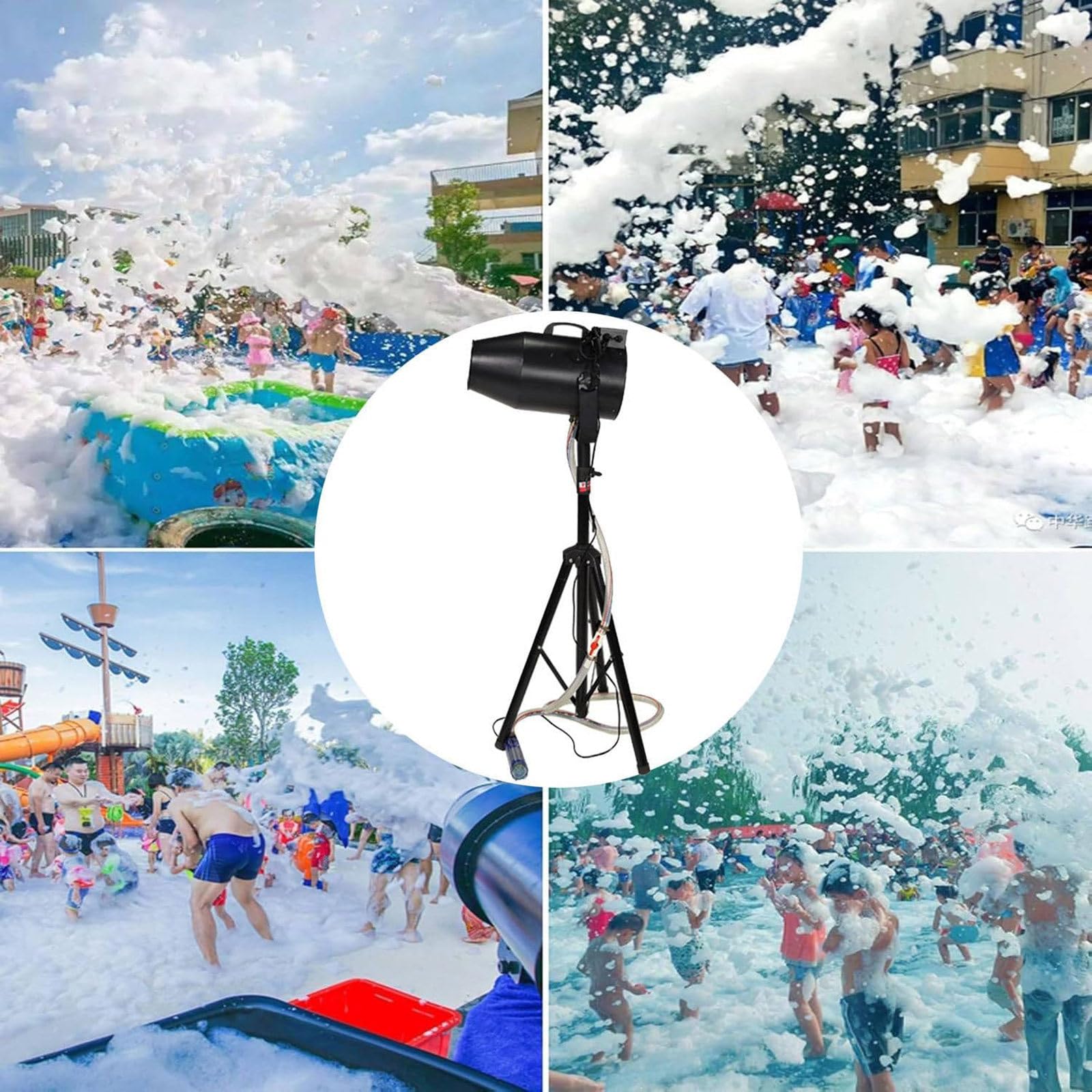 Machine à Mousse Haute Performance 1000 W, Jouet Aquatique pour Piscine pour Enfants et Adultes, idéal pour Les fêtes et Anniversaires (Filles et garçons), Canon à Mousse Professionnel Black