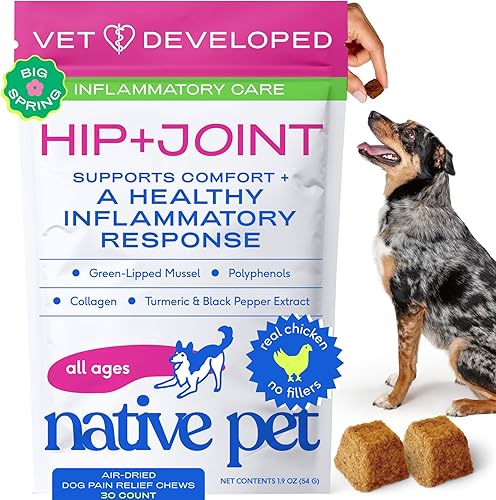 Native Pet Alivio del Dolor para Perros - Colágeno para Perros Promueve la Salud Articular, Reduce la Inflamación y Rigidez - Suplemento Articular
