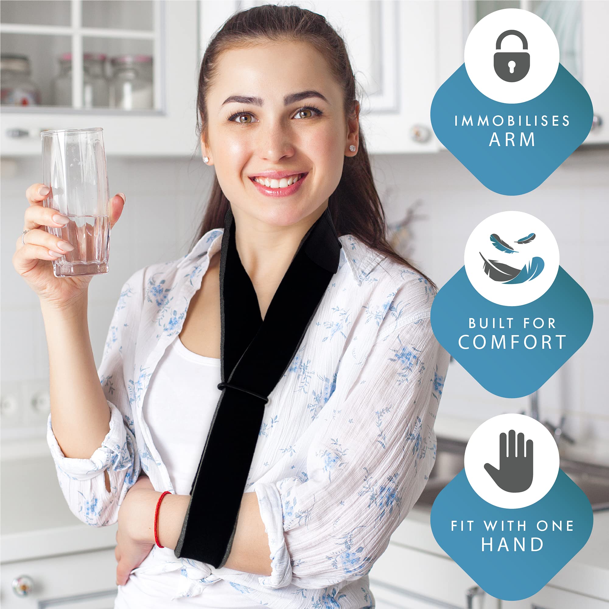 Actesso Foam Arm Sling Shoulder Support Collar and Cuff Sling for Broken Wrists, Arm