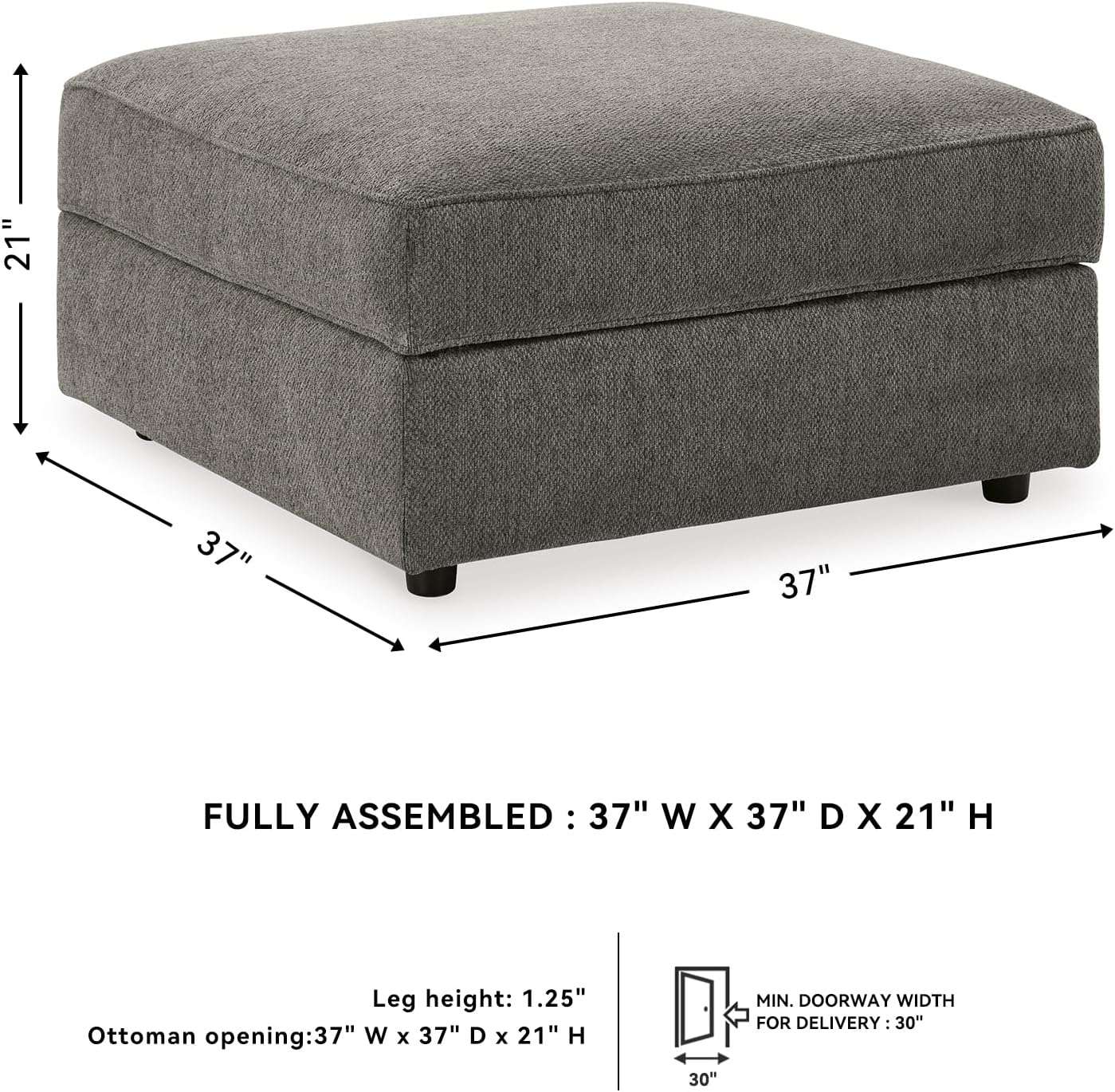 Signature Design by Ashley O'Phannon Casual Upholstered Ottoman with Storage and Removable Top, Gray