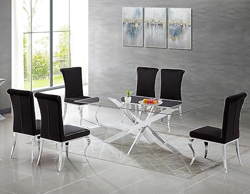 Miniatura 52 de Mesas de comedor redondas de 36 pulgadas, mesa de comedor moderna de cocina con base de metal cromado dorado, mesas de comedor redondas de vidrio