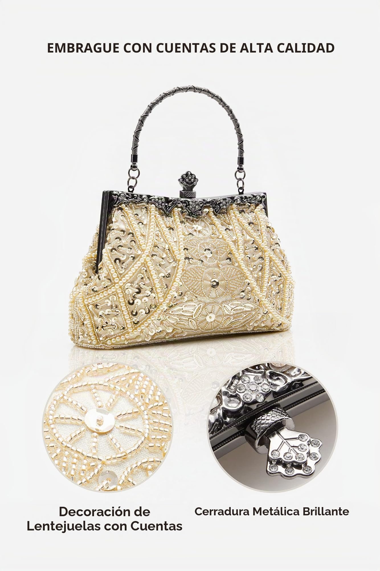 BABEYOND Bolso de mano de los años 20 con perlas Gatsby, bolso de mano de noche de los años 20, con cuentas, accesorios para disfraz de Gatsby