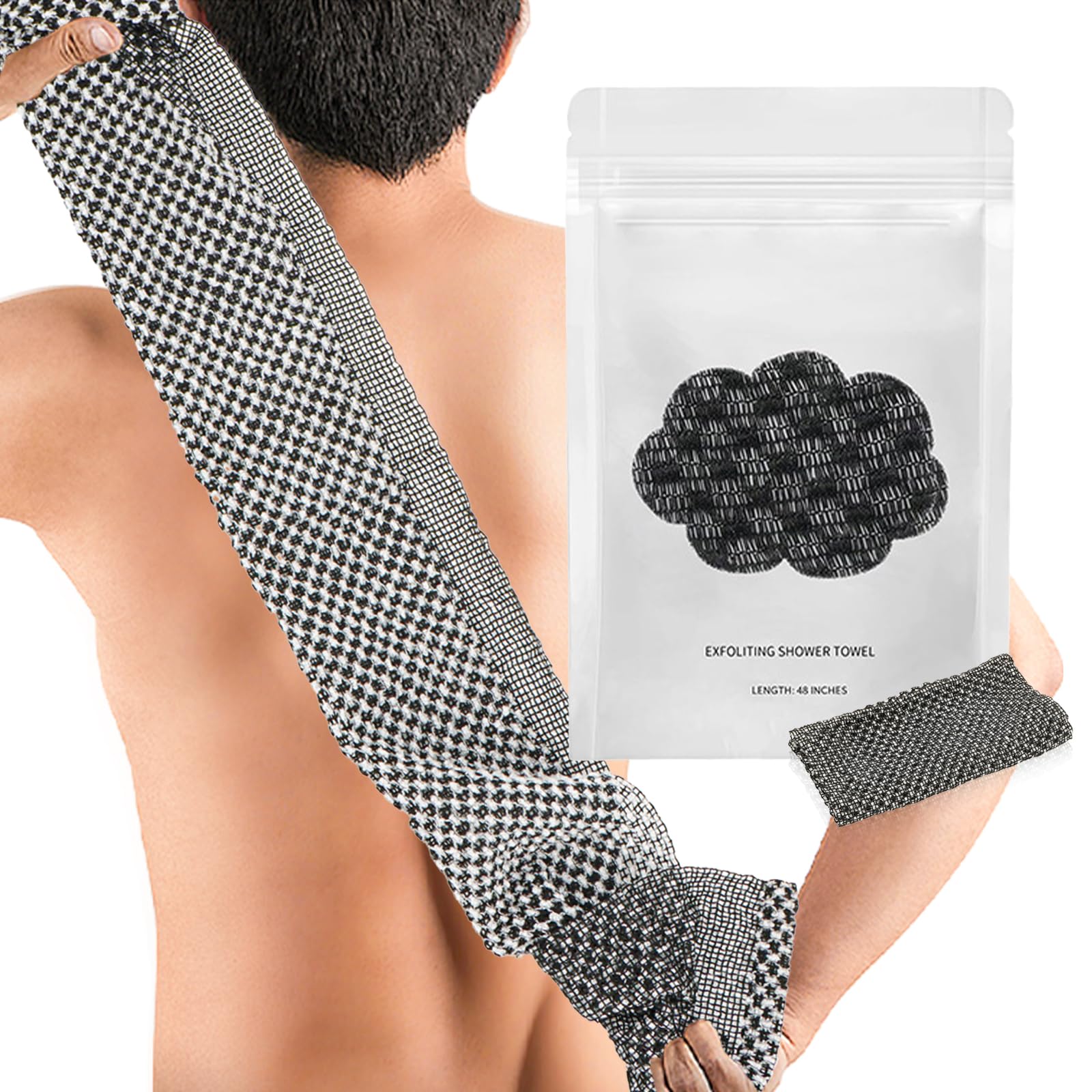 blissal złuszczający się ręcznik pod prysznic, antybakteryjny, peeling, ręcznik pod prysznic, 47" do ciała peeling, gąbka do mycia ciała dla mężczyzn i kobiet