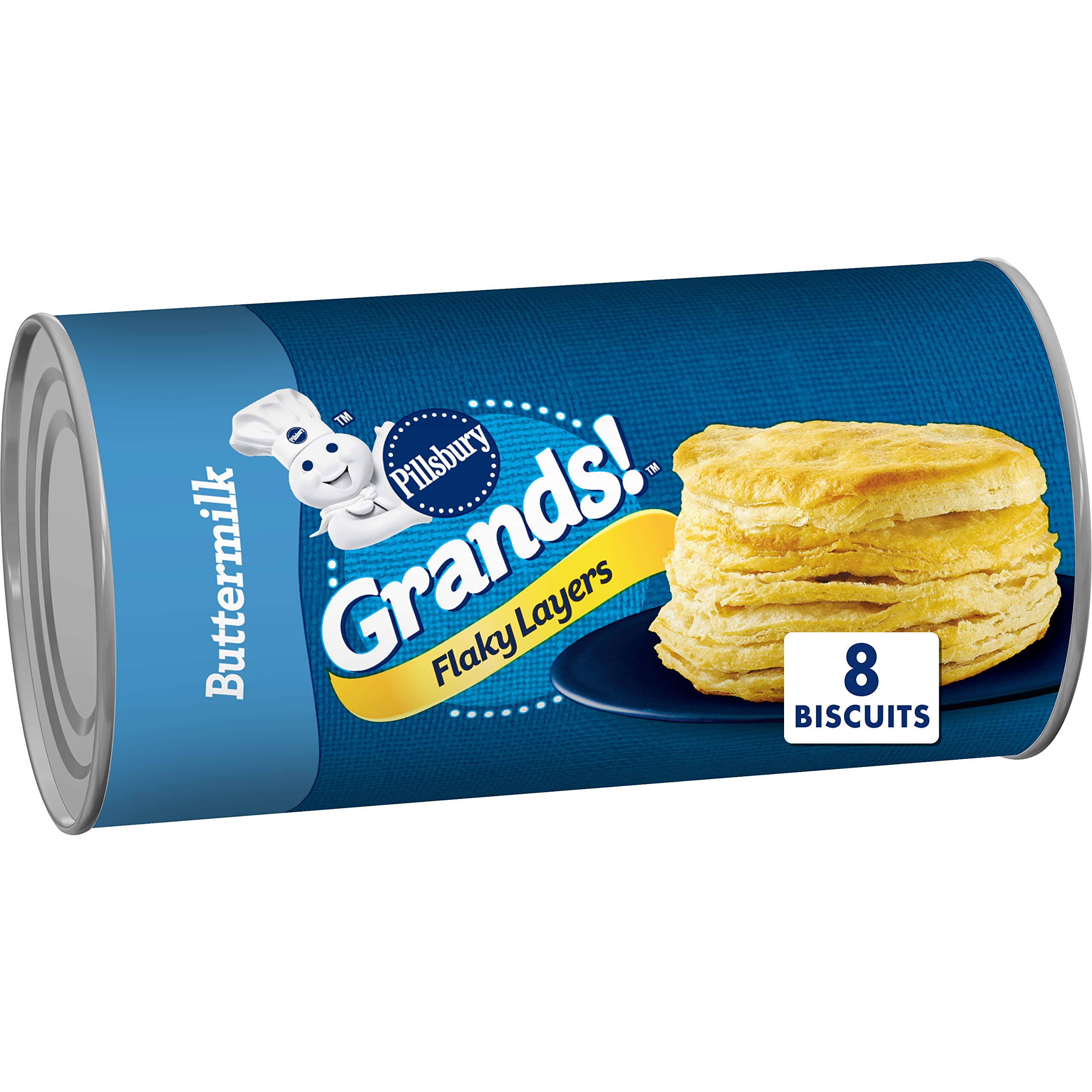 Pillsbury Grands! Flaky Layers, Refrigerated Buttermilk Biscuit Dough, 8 Ct, 16.3 oz