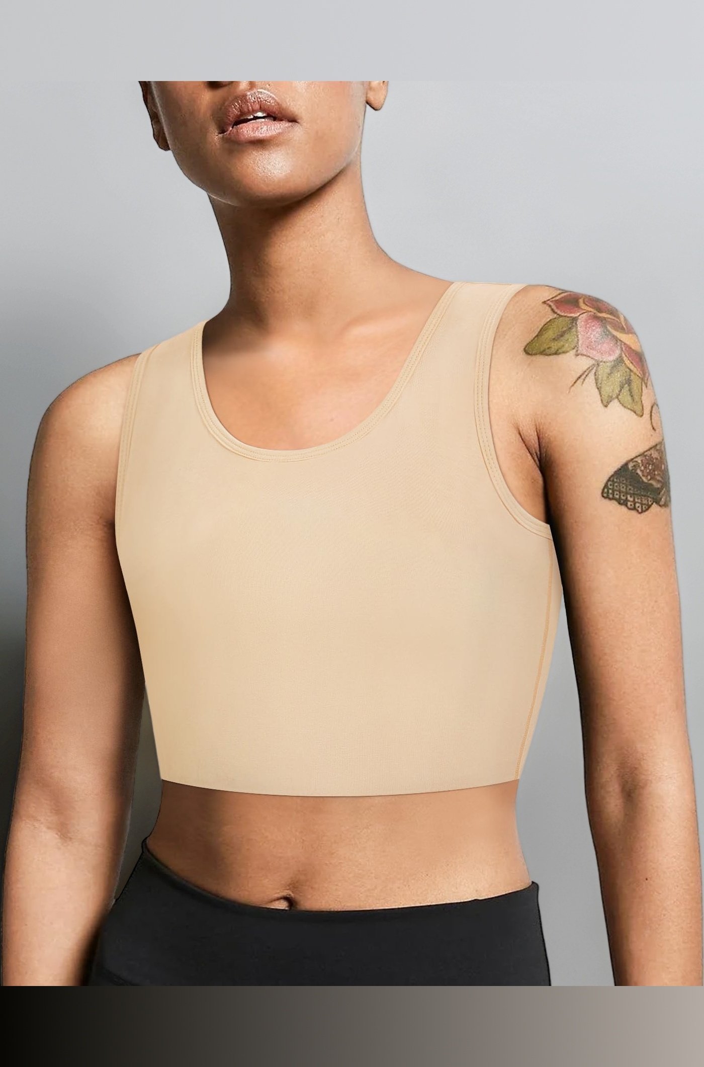 LEINIDINA Chest Binder for Transgender FTM LGBT Tomboy Tops Women Breathable Binder Bra Tank Tops Elastic, Skin, L