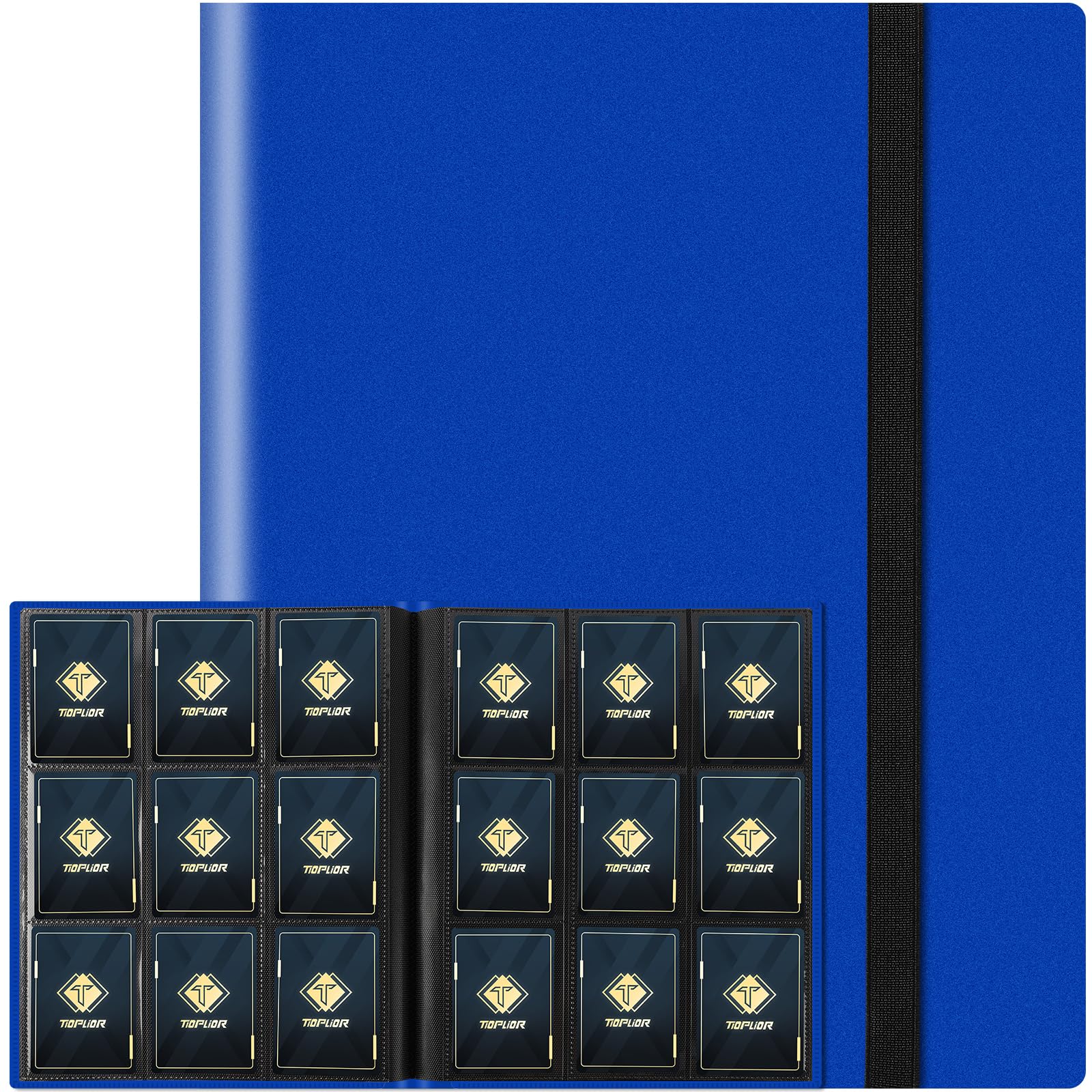 Trading Card Binder, Card Binder Album Folder Book Fit for MTG Baseball Football Sports Cards, Easy to Use Card Collection Binder (Navy Blue, 360 Pockets)