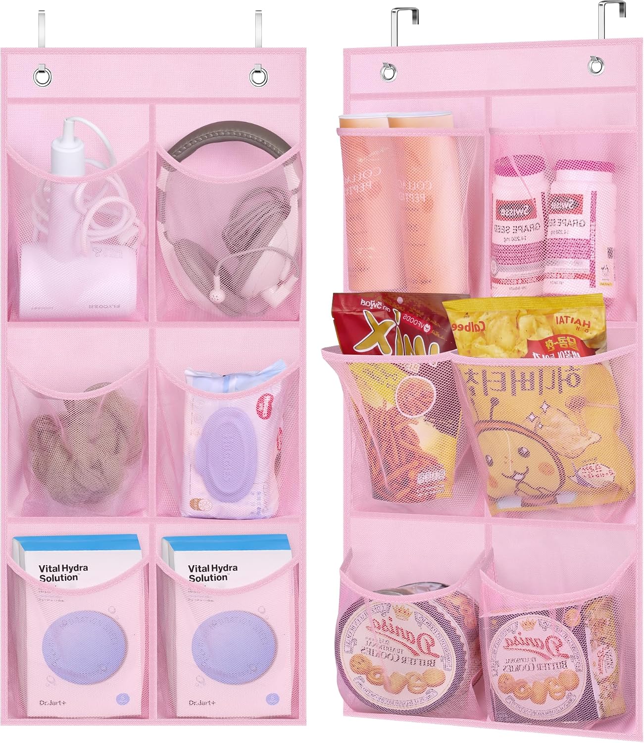 2x Schmaler Schuh-Organizer Aus Netz – Hängend Für Schranktür, Transparent, Platzsparend (Weiß)