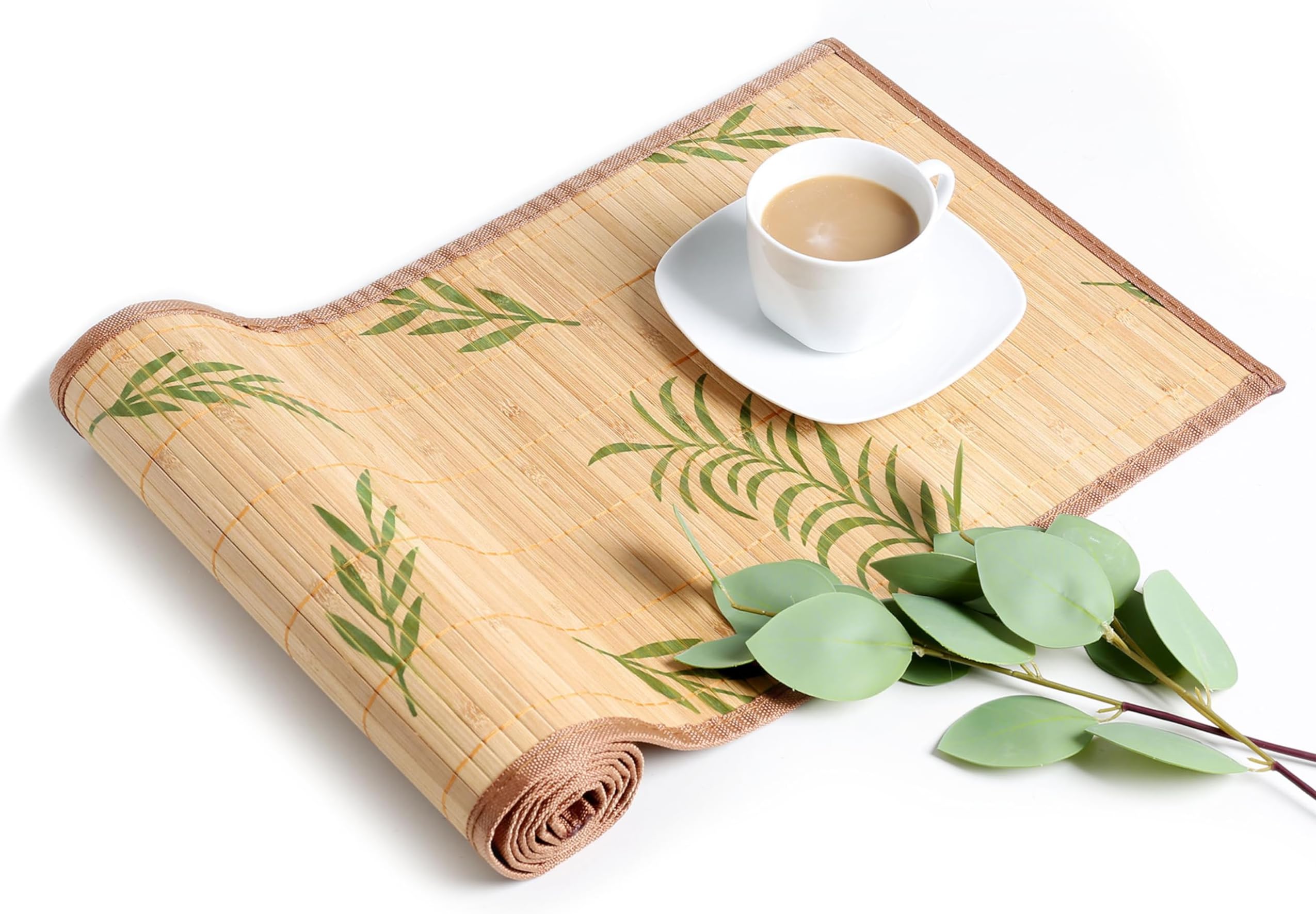 LOVECASA Washable Bamboo Table Runner 135CM X30CM Brown Leaf