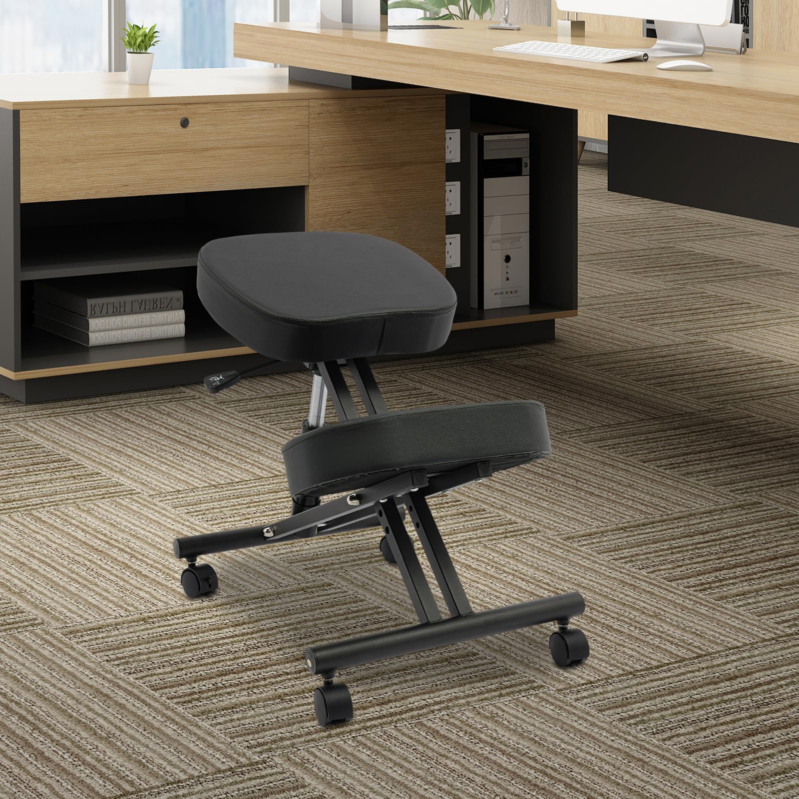 Silla ergonómica de oficina, silla de rodillas, silla ortopédica, silla de oficina ortopédica, asiento ajustable de rodillas, ruedas con freno, altura ajustable 50-60 cm, para hogar y oficina, cojín