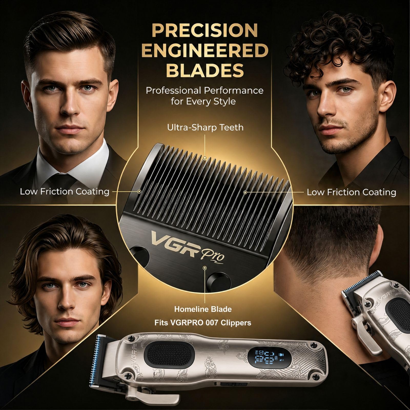 VGRPRO Haarschneider Set für Herren mit Ersatzklingen, professionelles Barber Grooming Kit für Haarschnitte, Fades, Barttrimmen, Detailarbeit, Zuhause und Salon