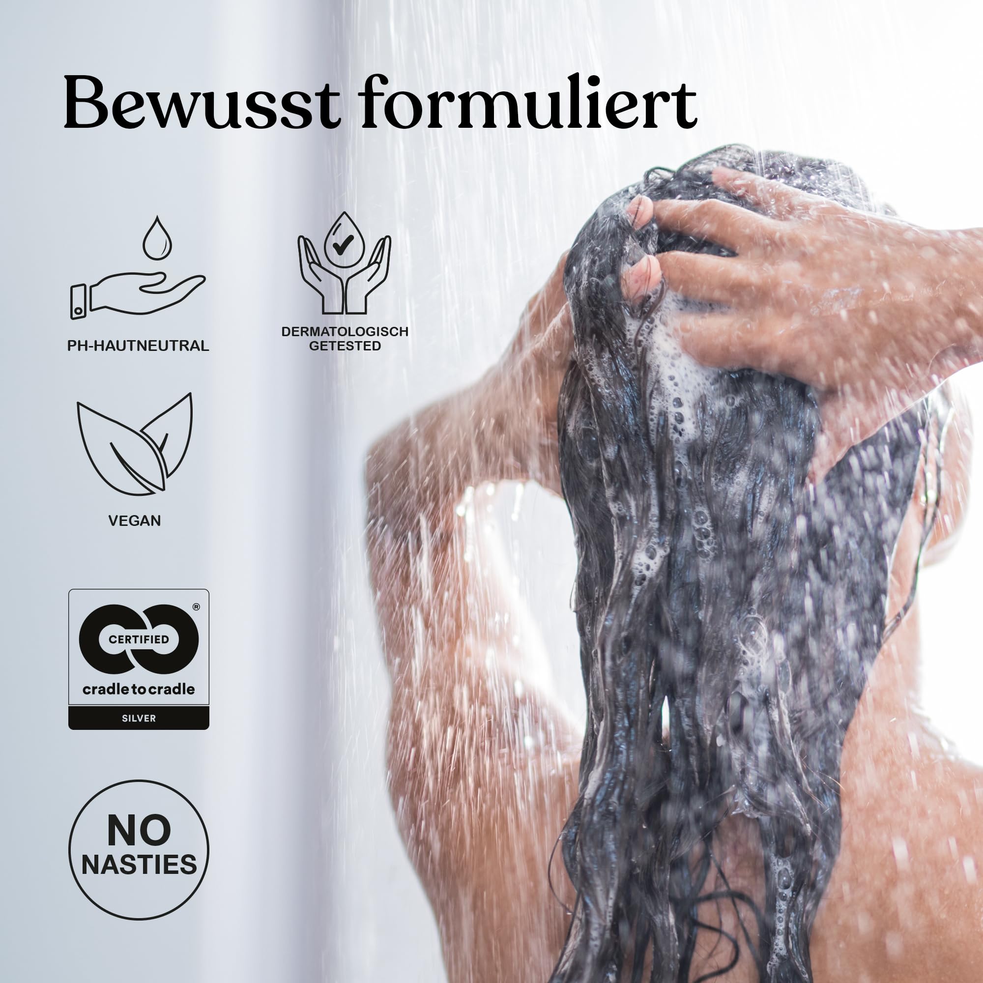 ADA Cosmetics Shampoo, Vitalisierende Haarpflege vegan mit Meeresmineralien u. Algenextrakt - Nachfüllpack für SMART CARE Wandhalterung Hydro Touch - Made in Germany – 6 x 300 ml