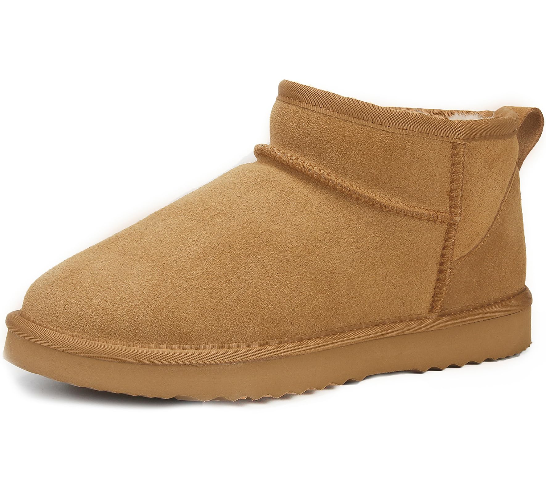 Snow Boots for Women, Mini Ankle Booties Memory Foam Winter Shoes Low Heel Suede Leather Fur lined Warm Flat Boots