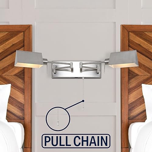 Miniatura 3 de JONATHAN Y JYL6015B Arlo - Aplique de pared LED con brazo oscilante de 22 pulgadas, 1 luz, de hierro con cable, cadena de tracción, puerto de carga