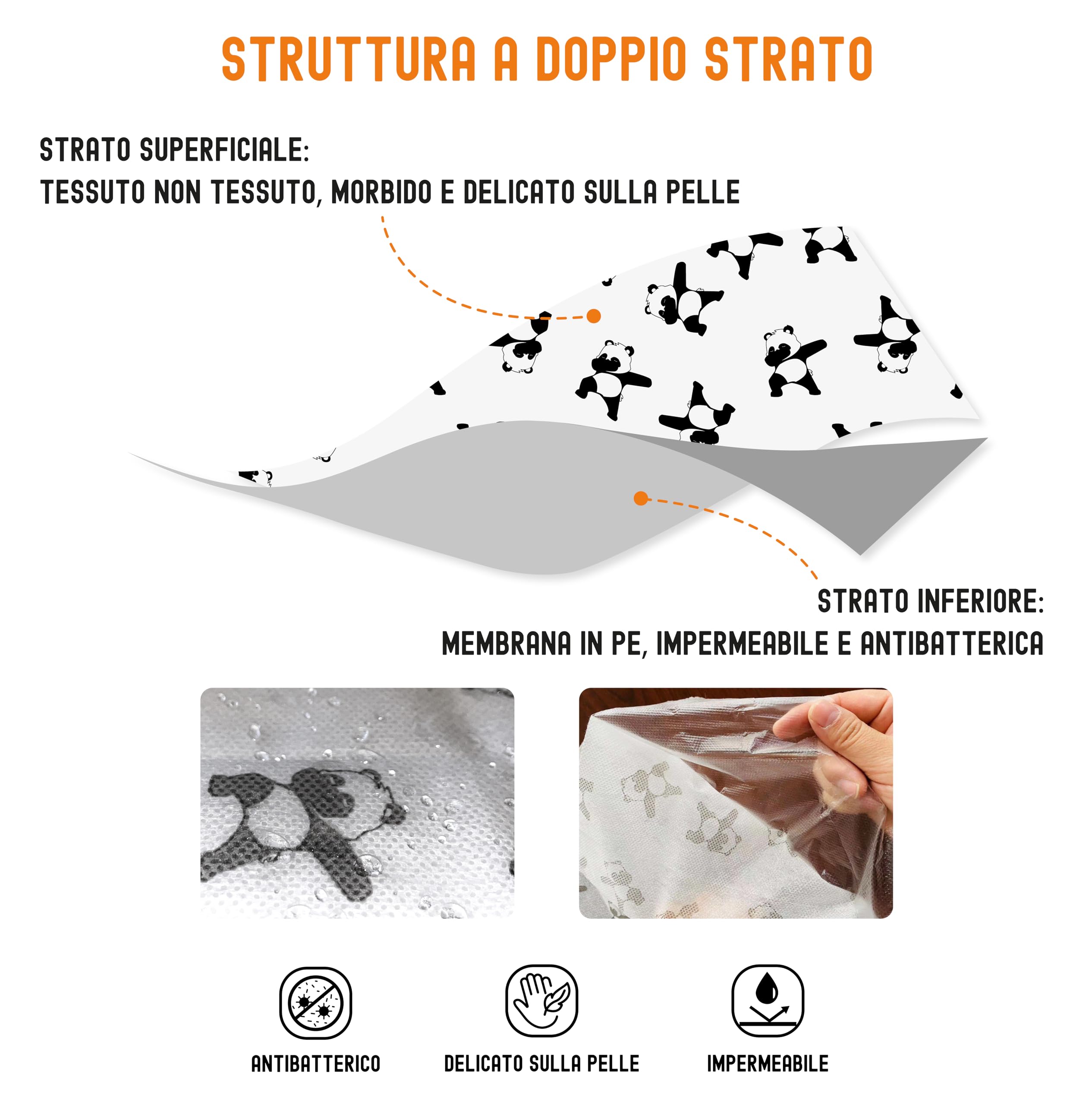 12 Copriwater USA E Getta Igienici - Con Stampa Panda, Impermeabili E Antiscivolo - Foto 3