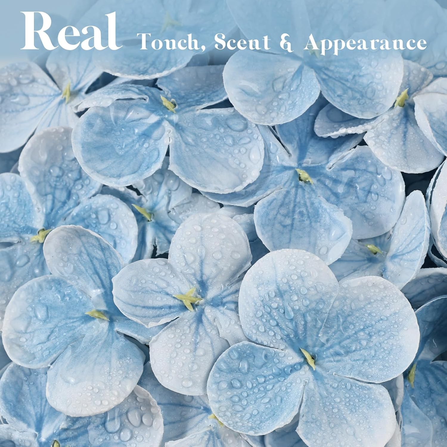 4Pcs 21" Real Touch Blue Hydrangea Artificial Flowers, Realistic Latex Faux Hydrangea Flowers Full Fake Hydrangeas for Home Party Wedding Floral Arrangements Centerpieces Outdoor Decor