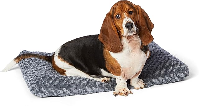 Amazon Basics Pet Bed for Dogs - Machine Washable, Medium (89 x 58 x 8cm), Grey Swirl