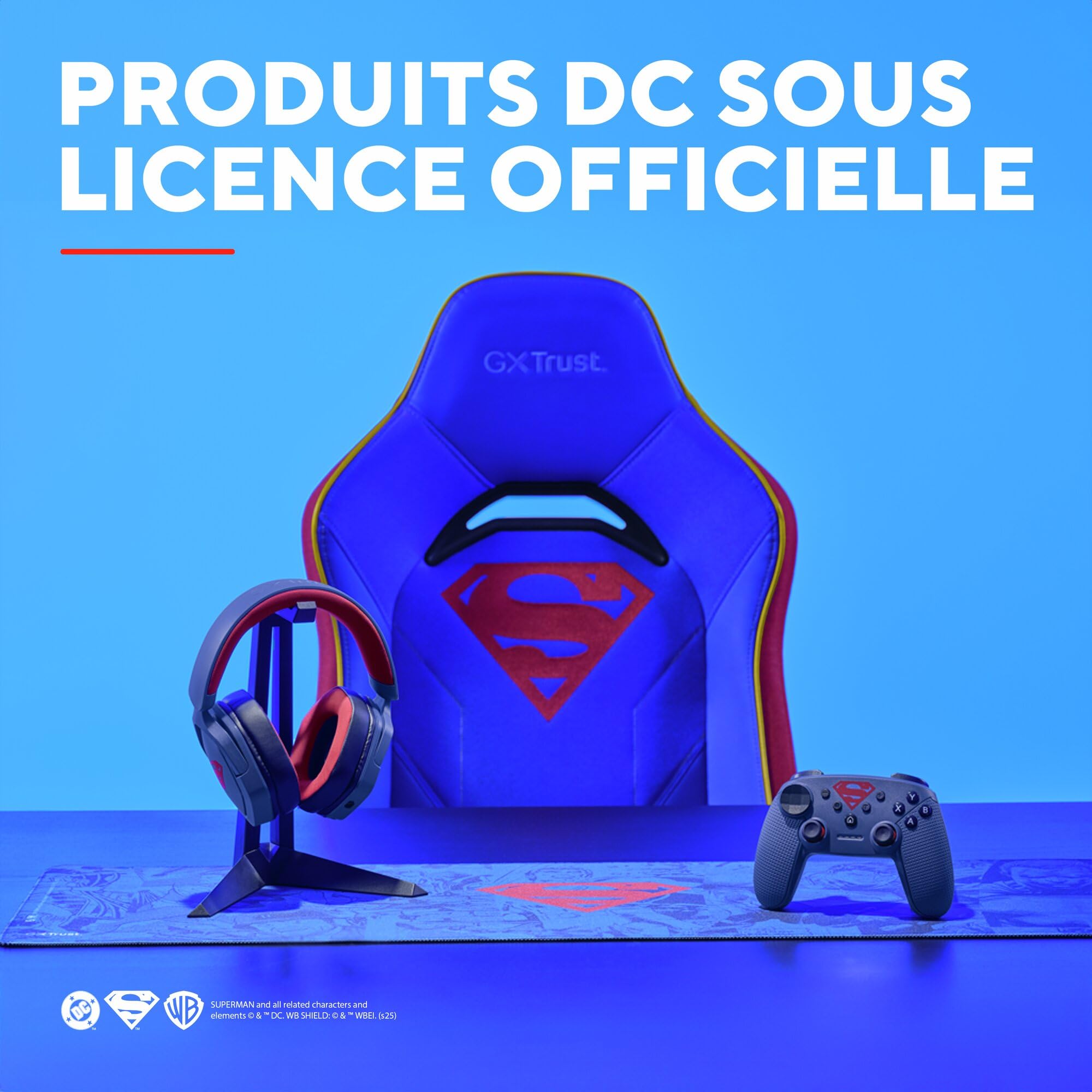 GXTrust 542SM Muta Manette Switch & PC sans Fil Licence Superman Bluetooth / 2.4GHz / USB, Batterie Rechargeable, Contrôleur de Jeu Nintendo Switch OLED/Lite iOS Android Consoles Windows, Bleu