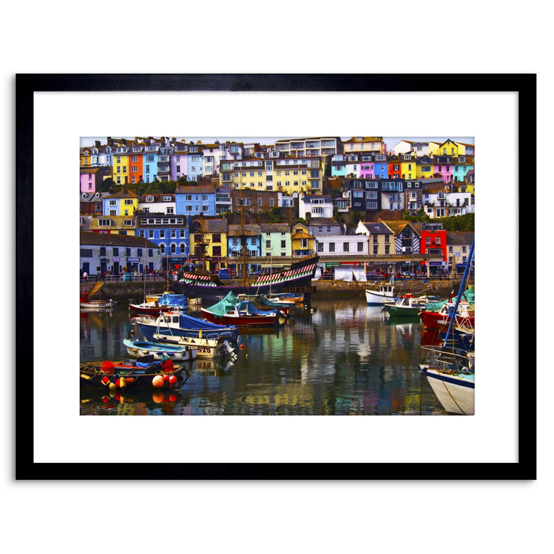 Wee Blue Coo Photo Cityscape Brixham Devon England Harbour Boats Framed Wall Art Print