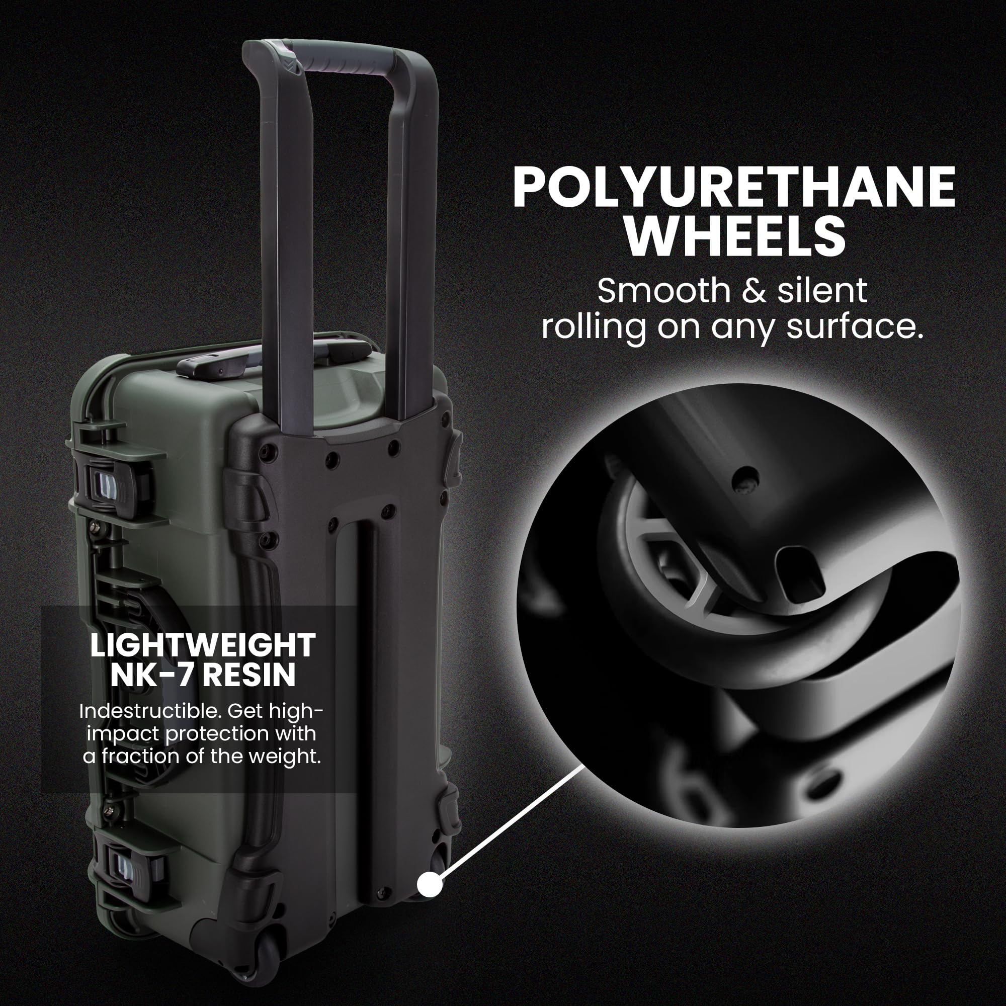 NANUK 935 Hard Case with Wheels and 6 UP Custom Foam Insert, IP67 Waterproof & Crushproof, Rugged Construction for Ultimate Protection, Made in North America – Olive (22” x 14” x 9”)