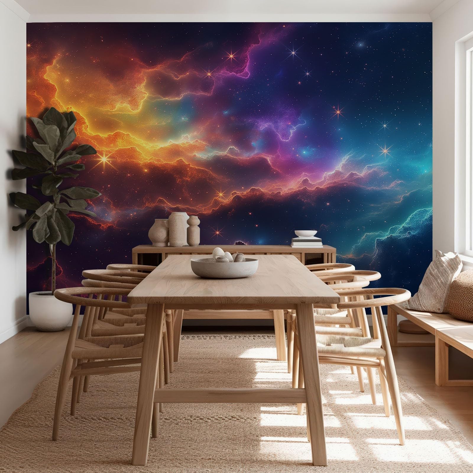 Verträumt Galaktyka - tapeta ścienna, szer. 200 x wys. 140 cm, fioletowa, wysokiej jakości tapeta z włókniny do salonu, sypialni, nowoczesna dekoracja ścienna XXL, efekt 3D, obraz ścienny, korytarz