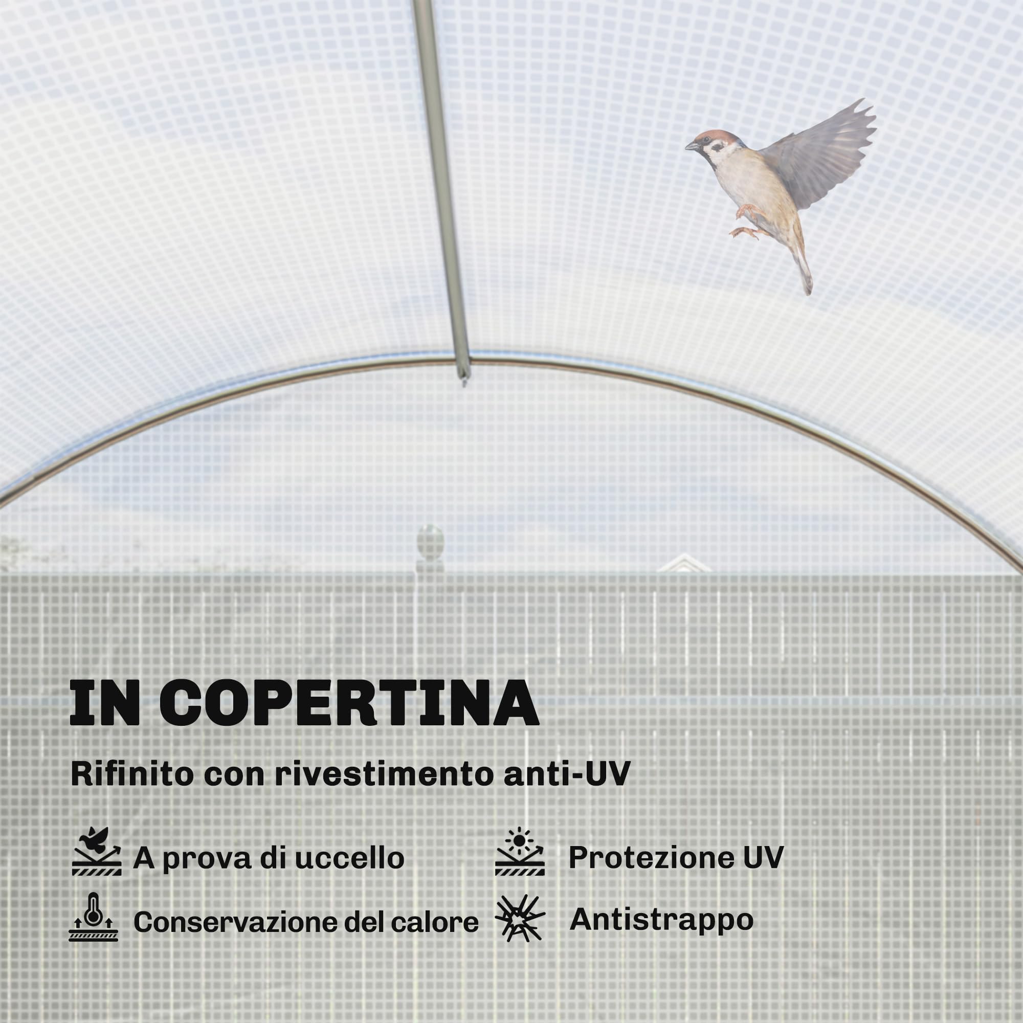 Invernadero Outsunny invernadero de película aprox. 3x4x2m invernadero para tomates con 6 ventanas y puerta naturales enrollables, tubo de acero, película de PE de 140g/m², túnel de película estable