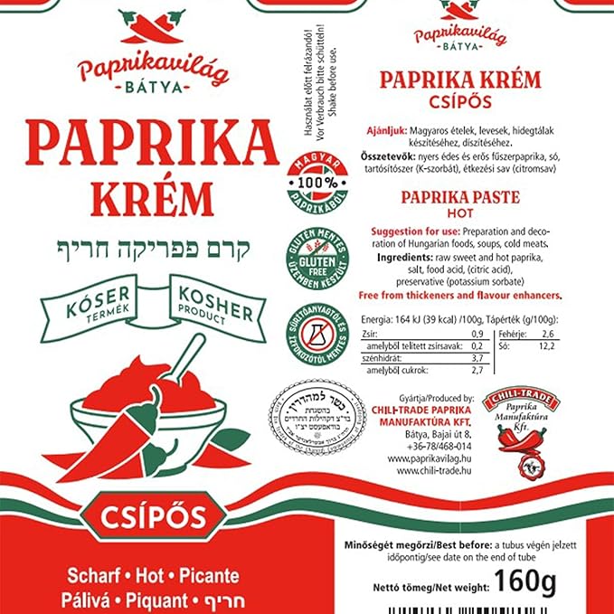 Pasta de Paprika Húngara Picante, Kosher (3x160g) miniatura 5