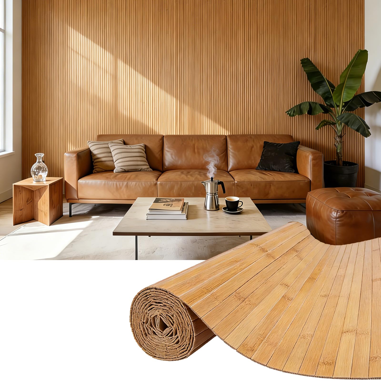 Panel de pared de bambú natural 3D para revestimiento de pared interior de dormitorio