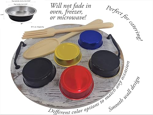Miniatura 7 de KitchenDance - Juego de moldes desechables para postres con tapas, moldes redondos de 4 pulgadas para hornear pasteles para hotel y restaurante,