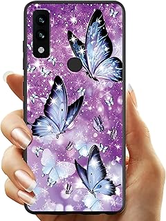 for ATT Maestro 3 Phone Case (U626AA) 6.5", Butterflies Purple Bling Sparkle Glitter Design, Shockproof Slim Lightweight for AT&T Maestro 3 Case Protective TPU Cover