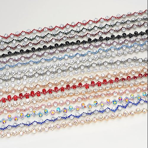 Miniatura 6 de Jerler Borde de diamantes de imitación, aplique de cadena de diamantes de imitación, ideal para decoración de bricolaje y adornos de ropa de boda,