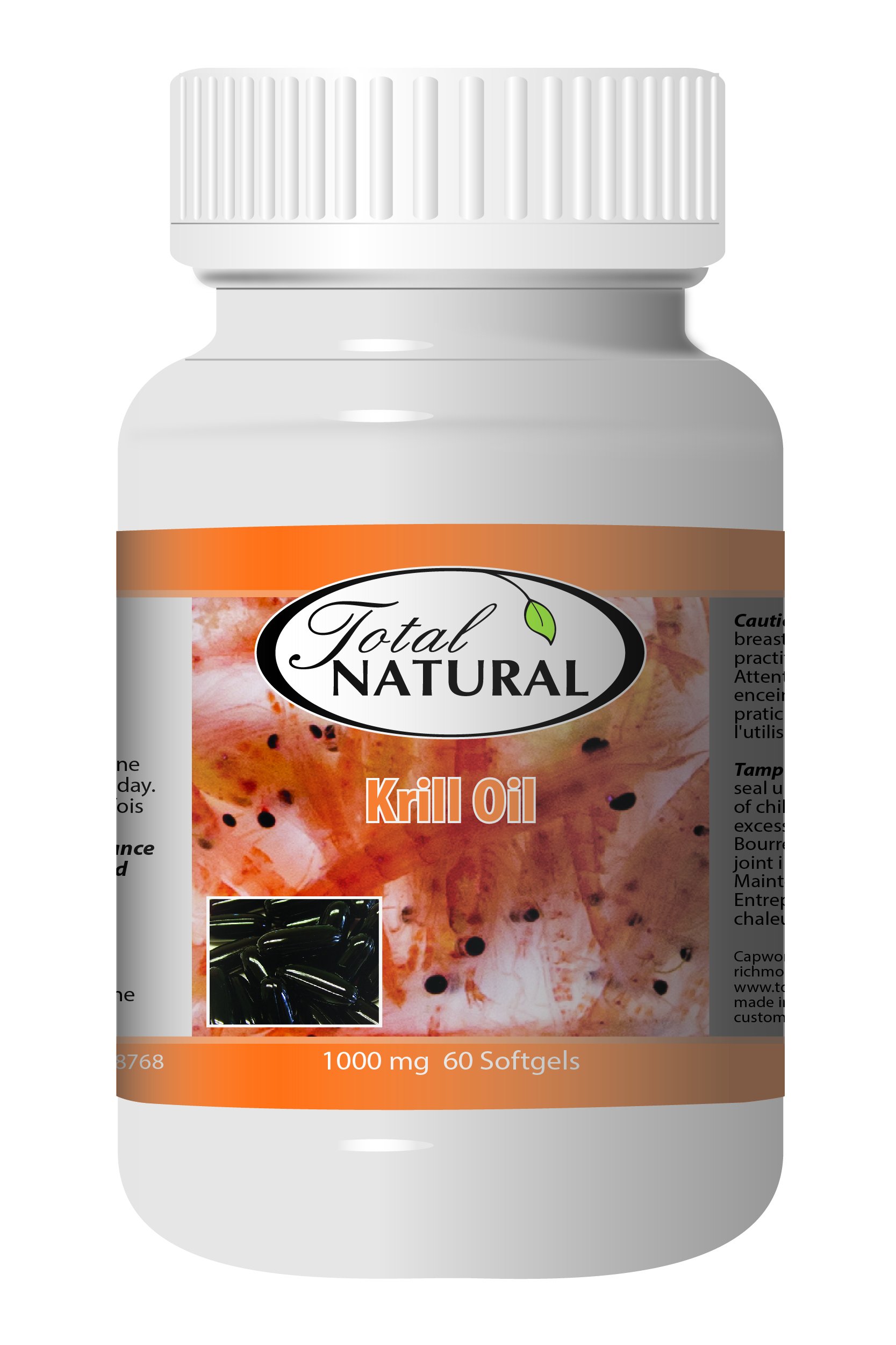 Krill Oil 1000mg 60s [12 Bottles] by Total Natural, Heart and Joint Health, Rich in Omega-3, Support
