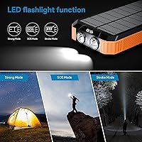 Vista 5 de AIMPIRE Banco de energía solar de 30000 mAh, banco de energía solar portátil inalámbrico de carga rápida, cargador de teléfono solar con 3 cables