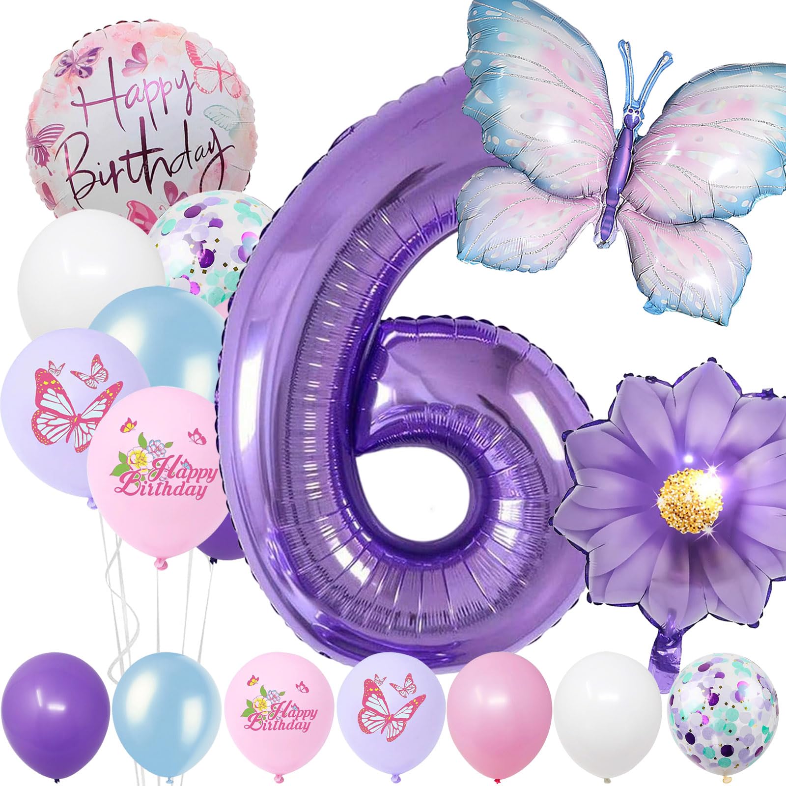 Vlinder Verjaardagsdecoratie, Vlinder Folieballon,Digitale Ballon 5,Kleurrijke Vlinders Verjaardagsdecoratie, Roze Feestversieringen
