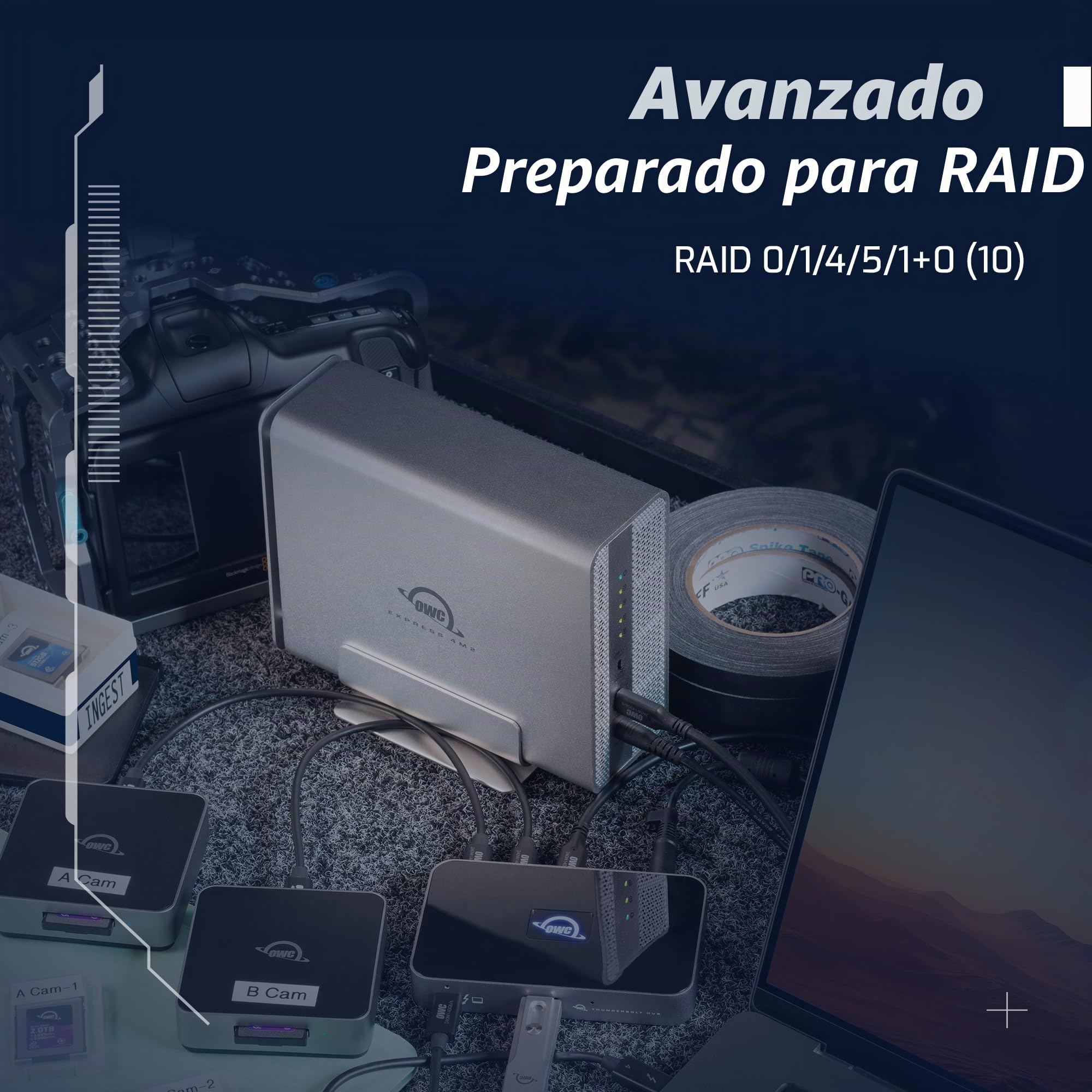 OWC Express 4M2 USB4 Caja 4 Ranuras NVMe M.2 SSD con SoftRAID | hasta 3200MB/s | Raid 0/1/4/5/10/JBOD | Compatible Mac/Windows | Silencioso, Plug & Play, Aluminio