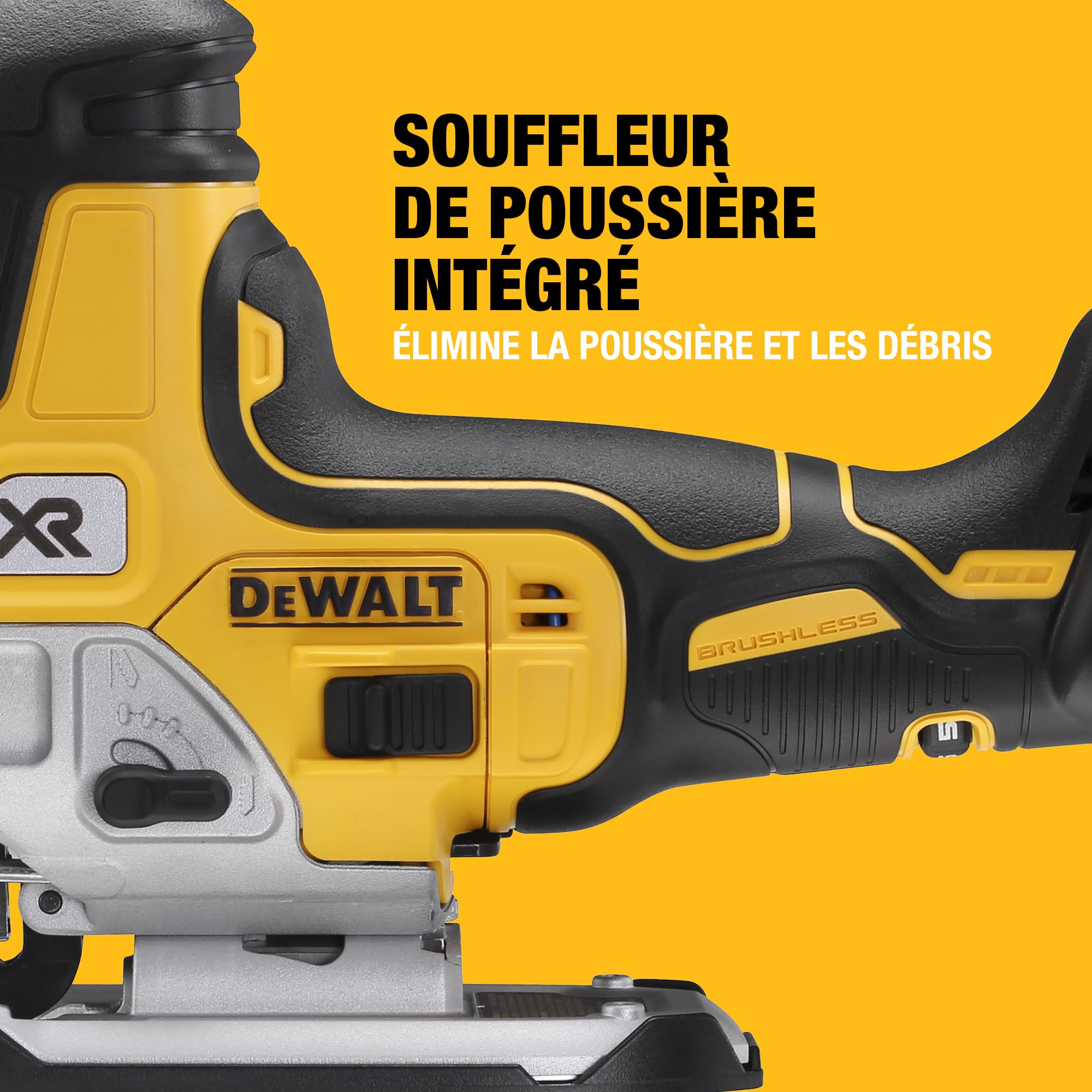 DEWALT Scie sauteuse sans balais 18 V XR avec poignée intégrée, outil seul, DCS335N-XJ