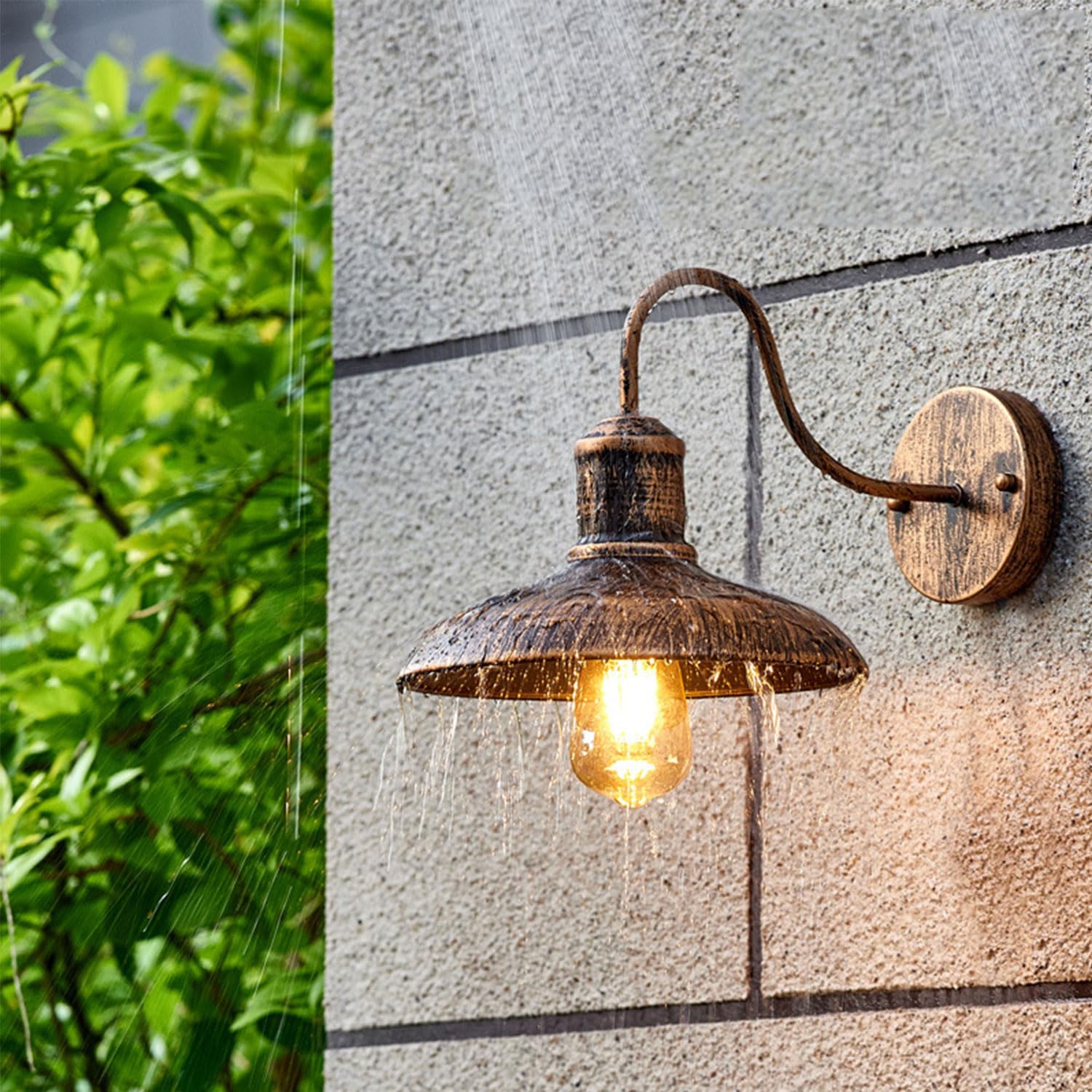 4 Pezzi Lampada da parete vintage per esterni IP54 Impermeabile Antiruggine Applique da parete in ferro a collo d'oca Luce da fienile E27 Luci da portico per esterni per patio