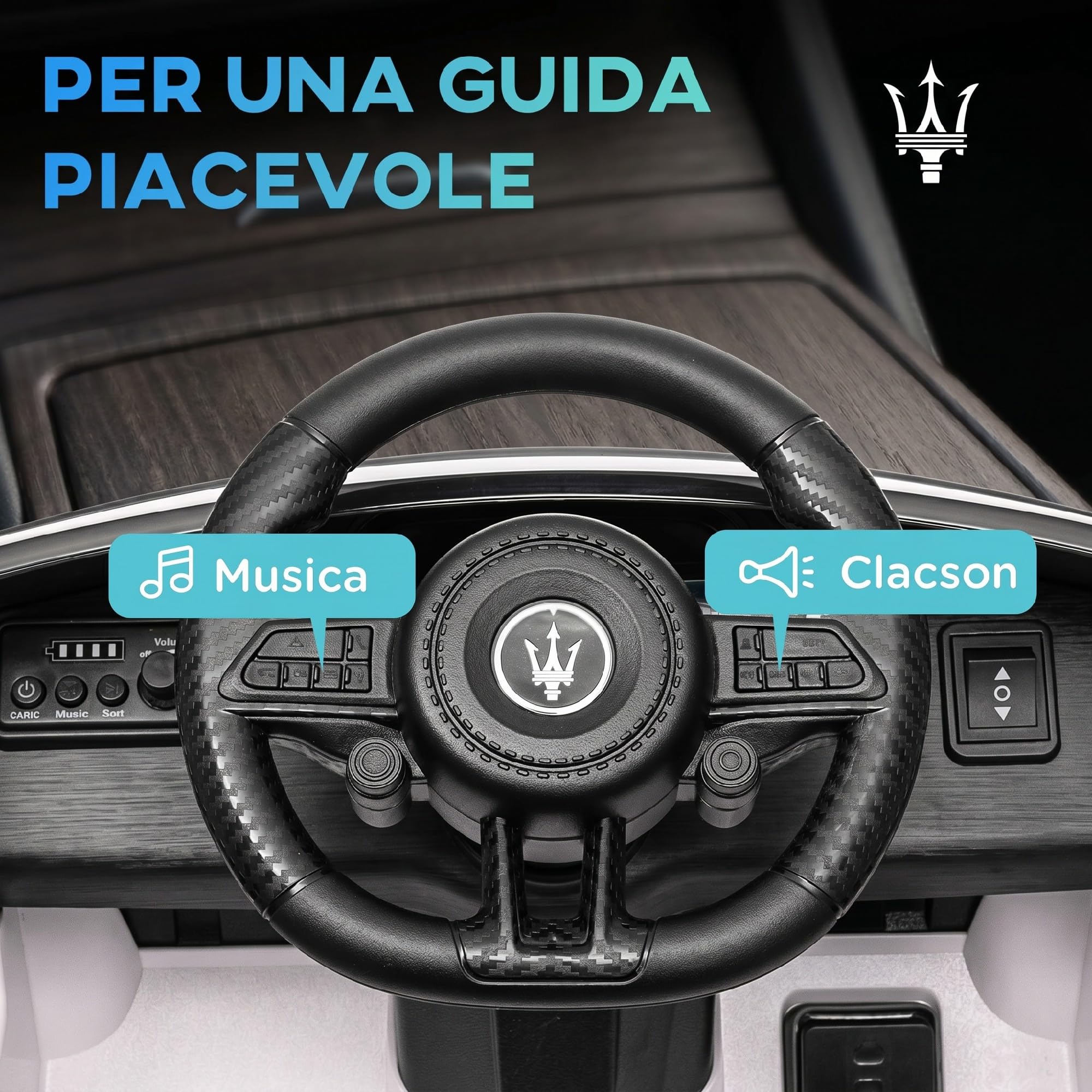 AIYAPLAY Macchina Elettrica per Bambini 3-5 Anni 12V Maserati Bianco | Maserati Gran Turismo Folgore, 3-5 km/h, Auto Elettrica per Bambini, 2 Motori, Telecomando, Cintura, Musica, Clacson, Fari