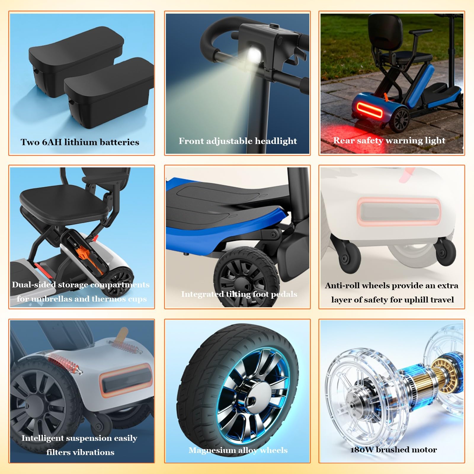 Scooter De Mobilité Pliable pour Seniors,2 Batteries, Longue Autonomie,Sûr Et Confortable,Léger Et Pliable,Certifié pour L'aviation,Transportable en Cabine Graphite Green