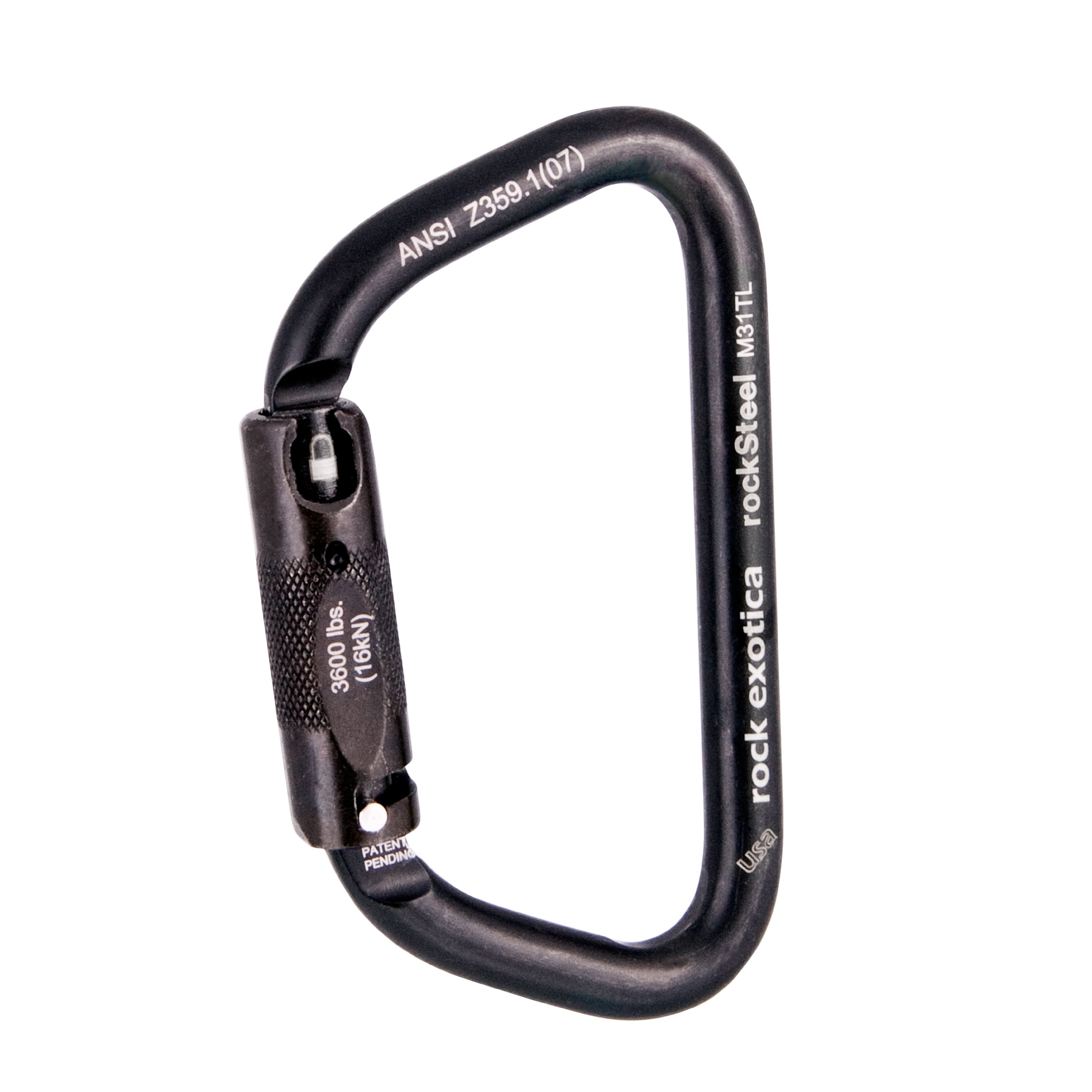 OmniProGear Rock Exotica rockSteel Auto-Lock Black Carabiner M31TLN