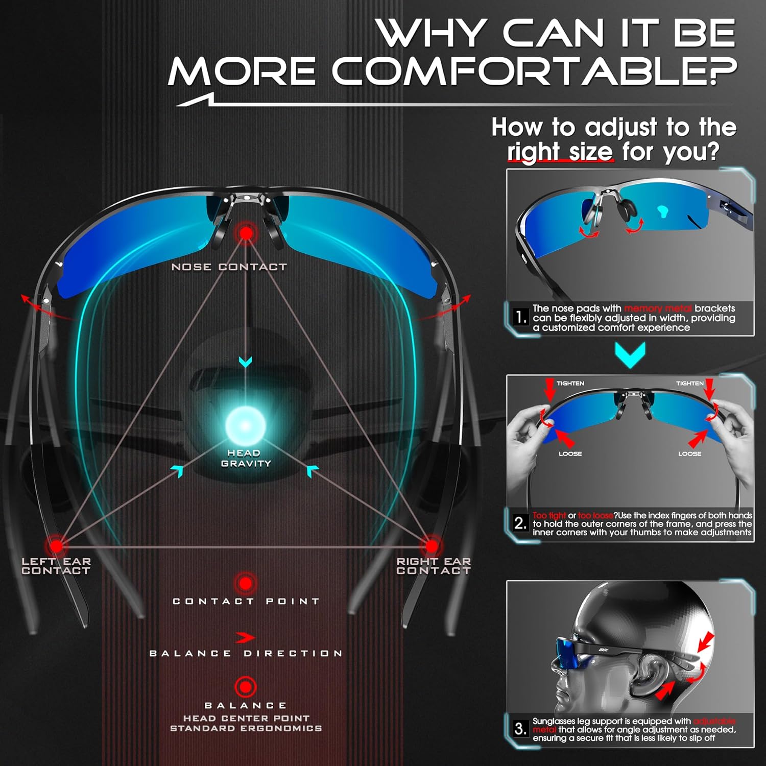 ATTCL Men's Polarized Sunglasses, UV400 Protection, Rectangle Metal Glasses for Driving, Fishing, Golf, Cycling - Image 5