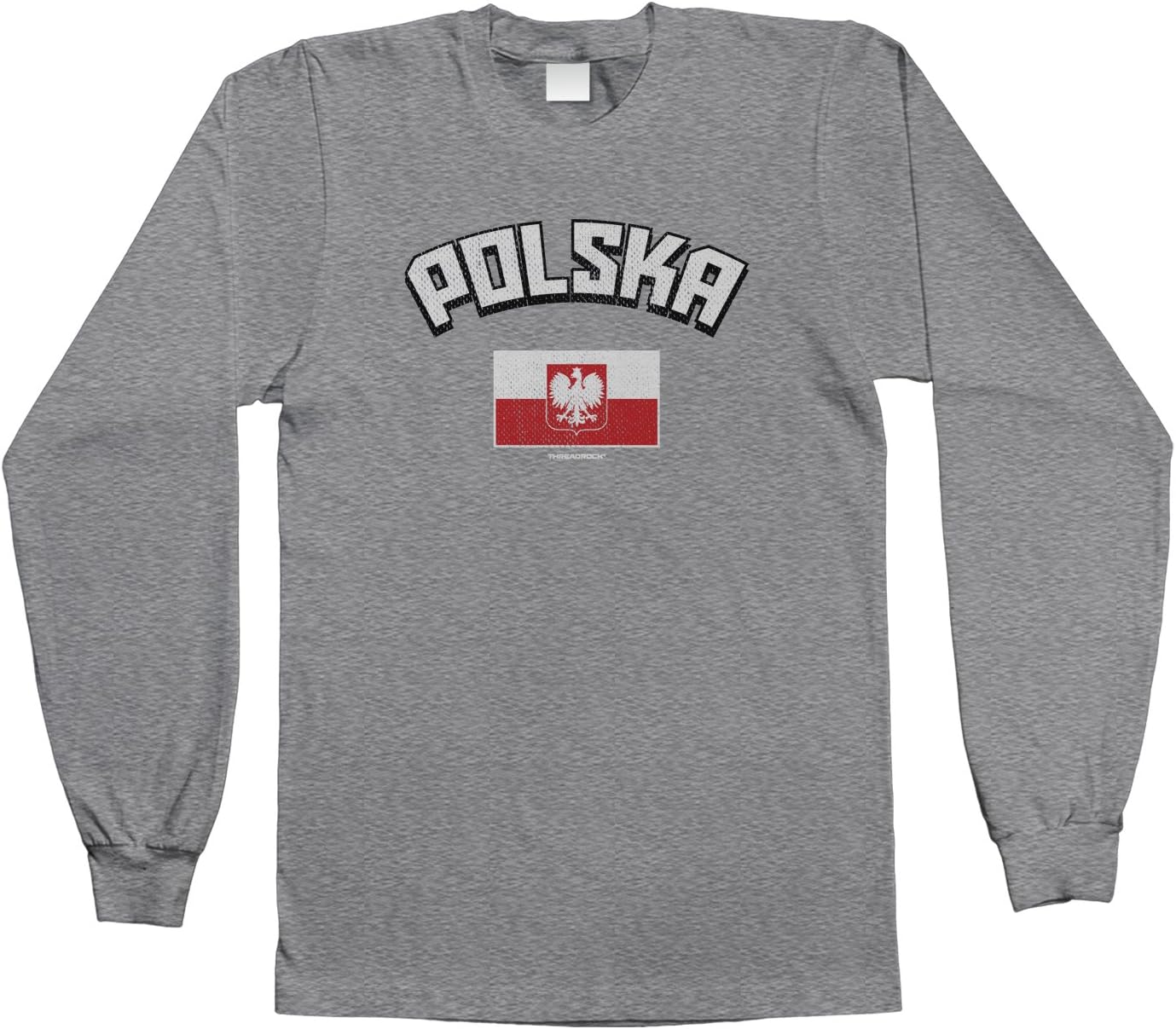 Threadrock Big Boys' Polska Polish Flag Youth Long Sleeve T-Shirt