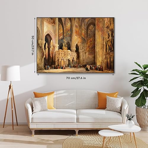 Miniatura 3 de Rompecabezas de 1000 piezas para adultos, arte interior de la catedral de Lieja, rompecabezas grandes de 27 x 20 pulgadas, proyecto difícil