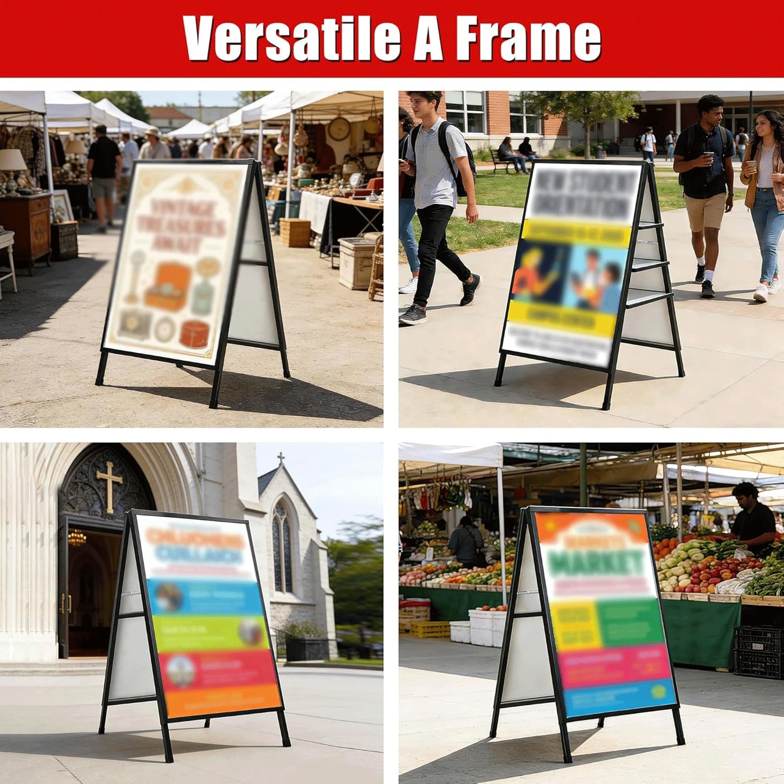 Cartel A, Soporte A1 Doble Cara, Portacarteles Resistente Al Clima | Cartel de Hierro, Capacidad 70kg | Ideal para Aparcamientos, Escuelas, Exposiciones Comerciales
