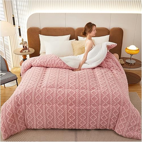 Miniatura 2 de Edredón de invierno grueso de hibisco de aislamiento súper suave, edredón de imitación de cachemira, edredón de terciopelo súper cálido de doble