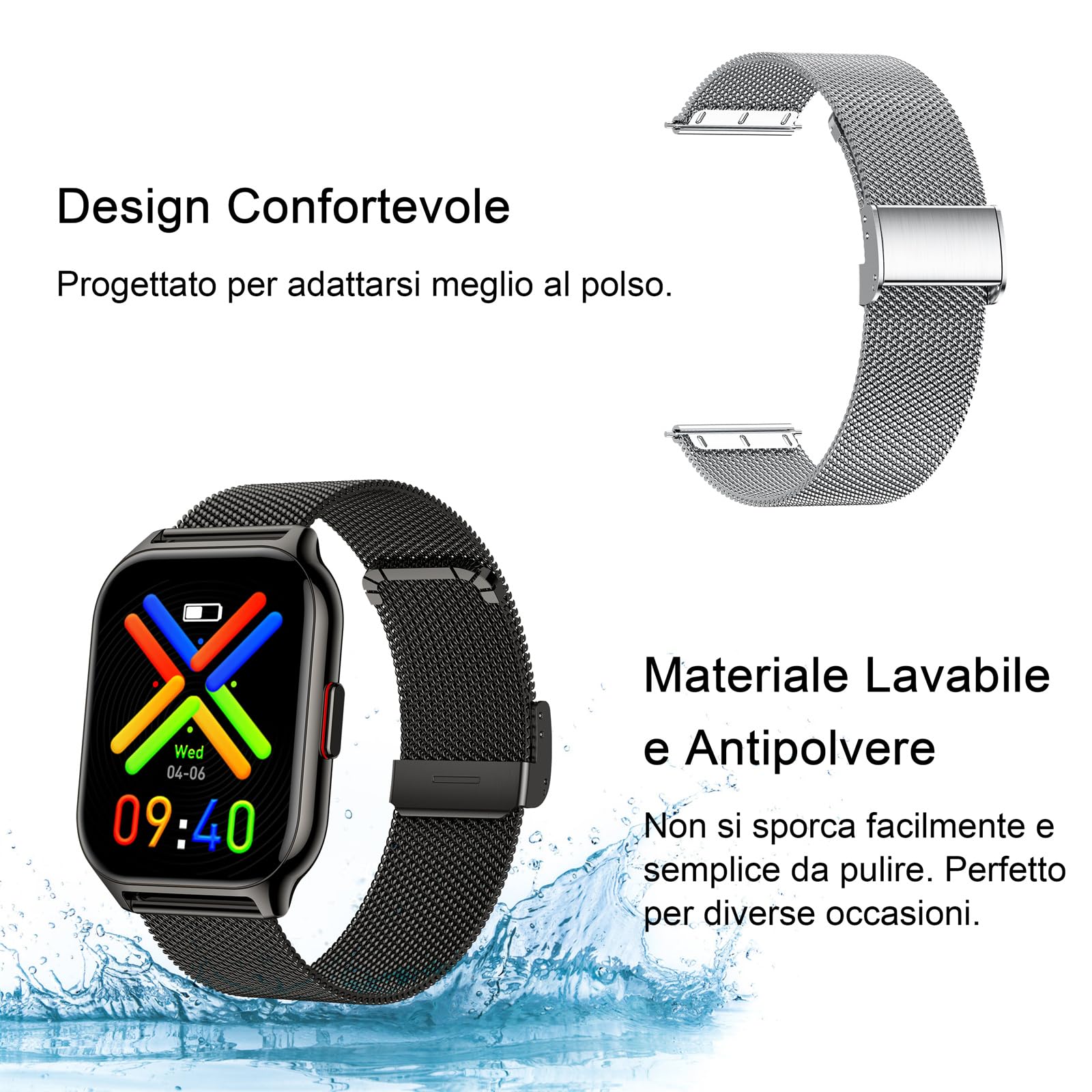 Cinturino In Metallo Con Cristalli Per ZOSKVEE P95 E Popglory P95 – Sgancio Rapido, Regolabile (14-20,6 Cm) – Bracciale Gioiello Donna - 4