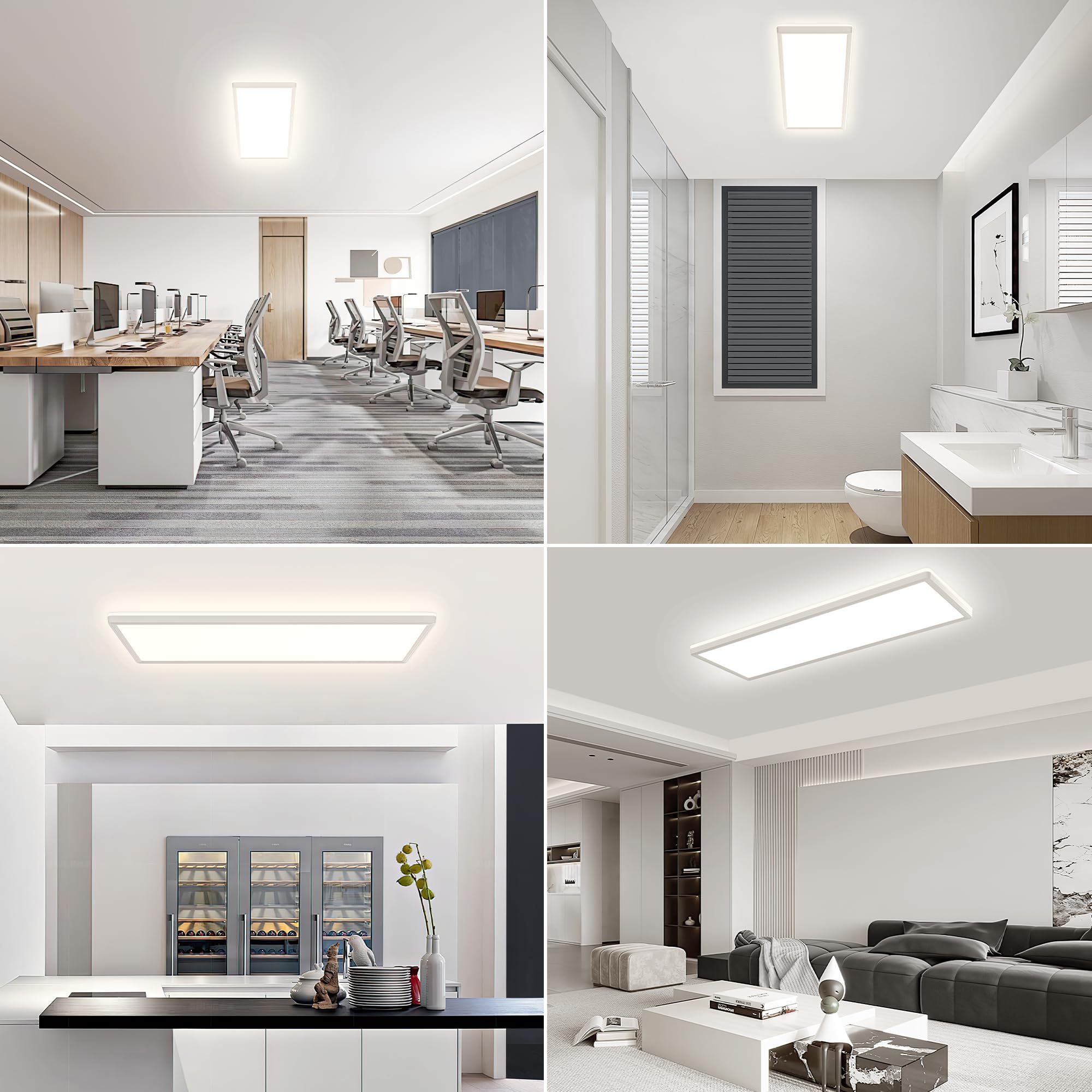 Deckenlampe Led Deckenleuchte Flach Lampe - LED Deckenlampe, Led Panel Rechteckige 24W 2500LM Decke Leuchten für Büro Küche Wohnzimmer, 4000K Neutralweißes Licht Backlighteffekt 580x200x25mm (LxBxH)