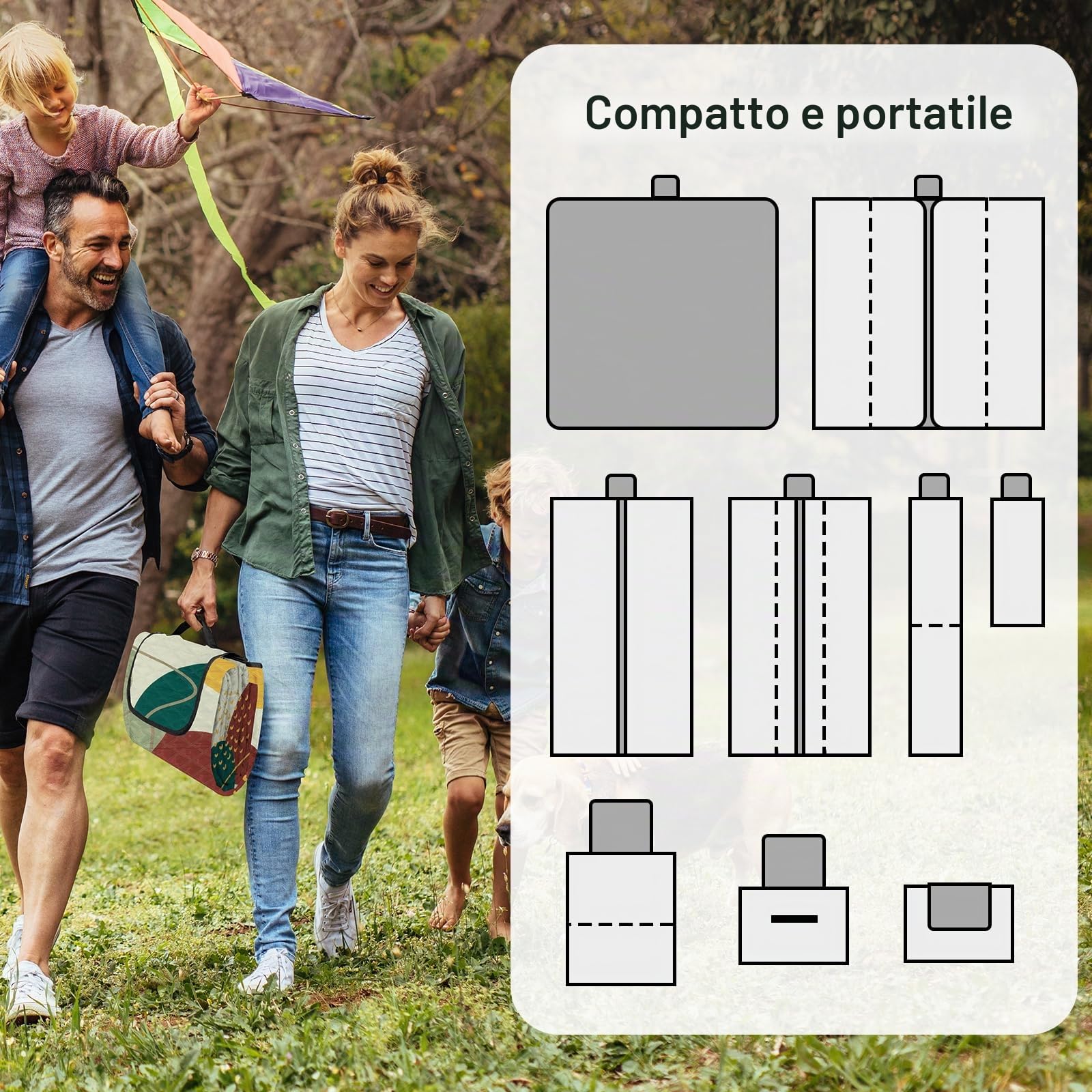 Boho Coperta Picnic Impermeabile 200 * 200 CM, Telo da Picnic Lavabile in Lavatrice, Tappeto da Mare Grande 3 Strati per Campeggio Spiaggia Escursioni, Arte Astratta