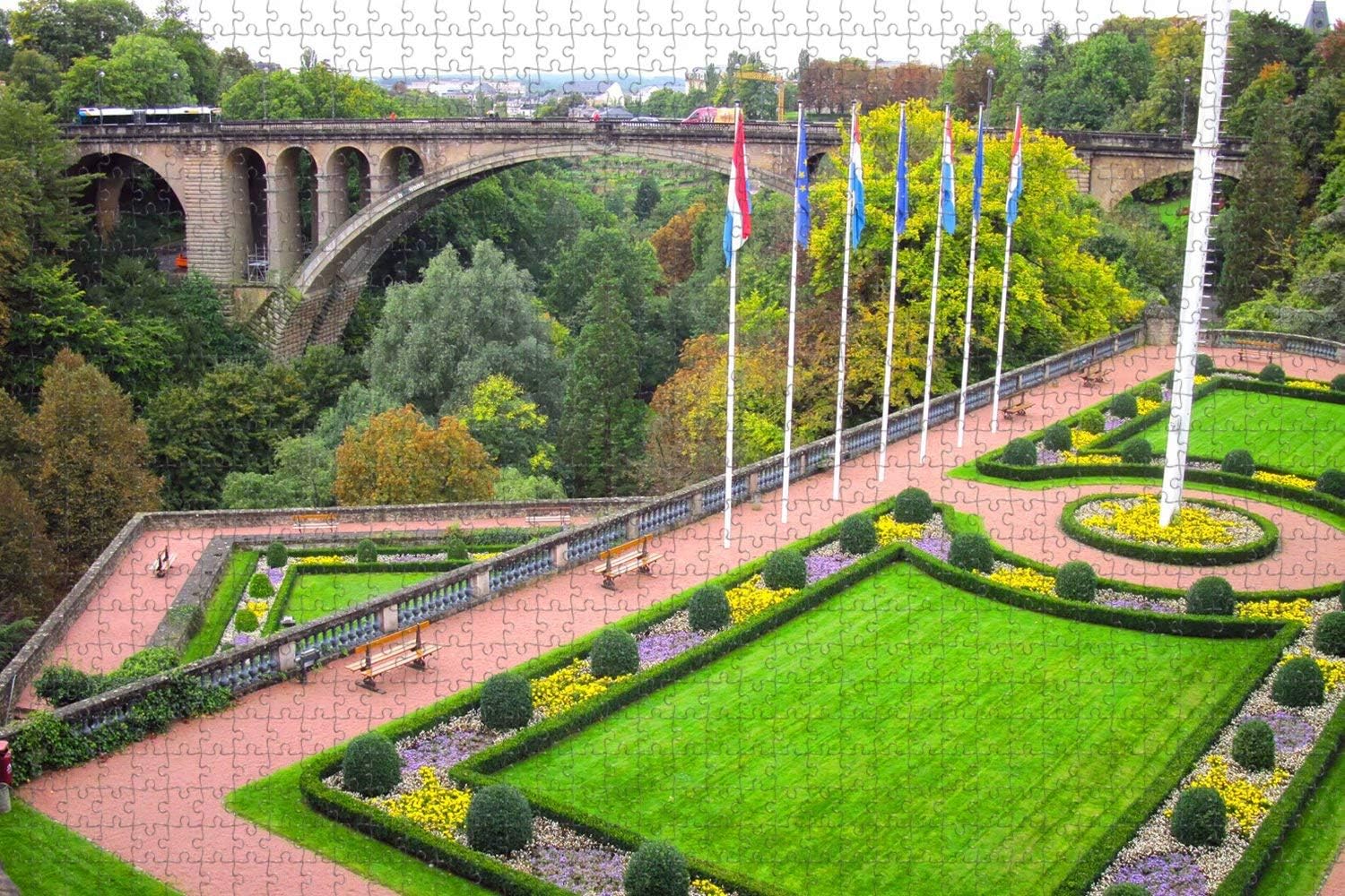 Jigsaw Puzzle for Adults Luxembourg Passerelle Puzzle 1000 Piece Wooden Travel Souvenir