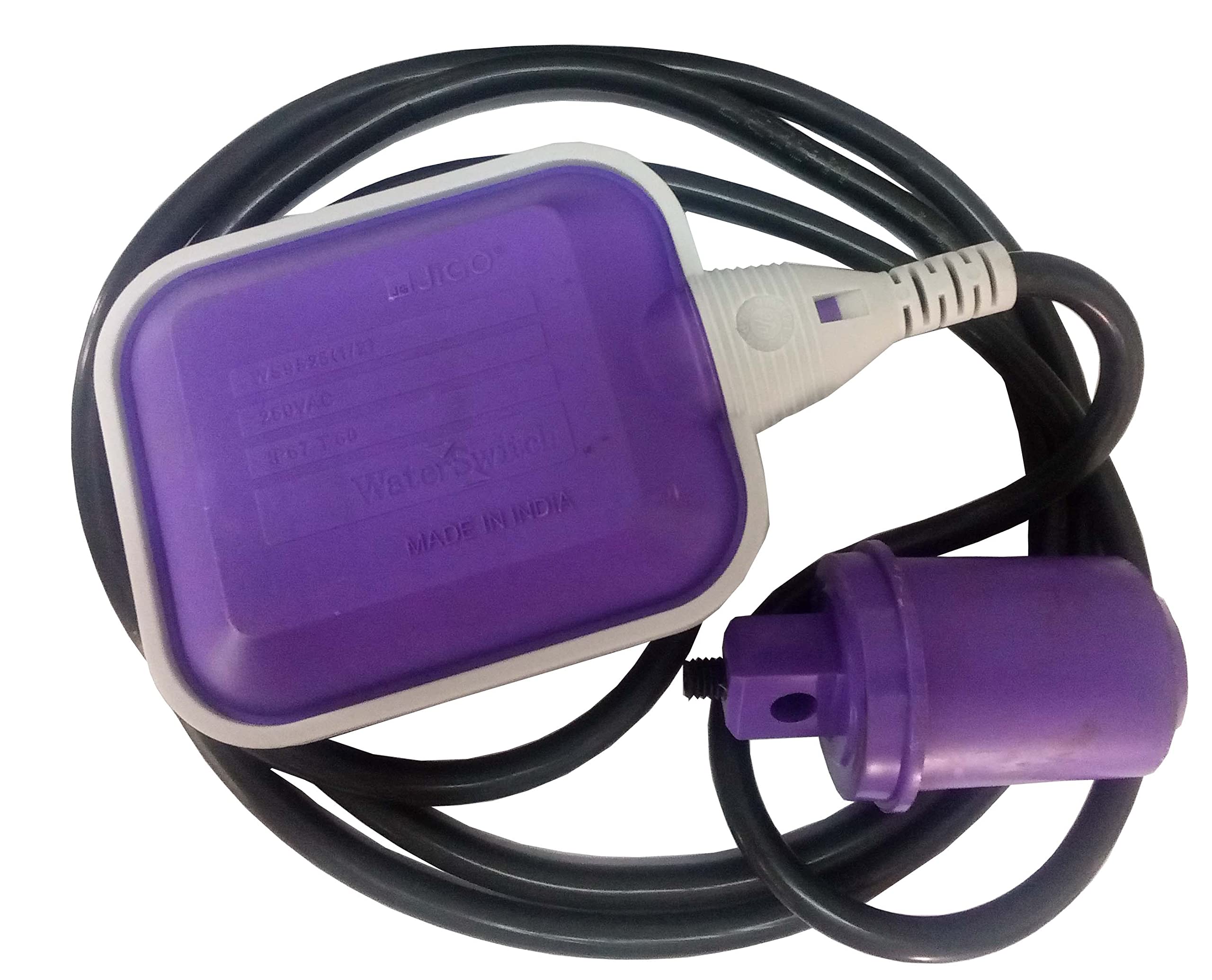 Float Valve Switch Assembly compatible with 220 VAC & 24 Volt DC for Controlling automatic on off in Water Tank/Storage/Water Cooler, Wire2 meter, functioning both Normally Open & Normally Closed type