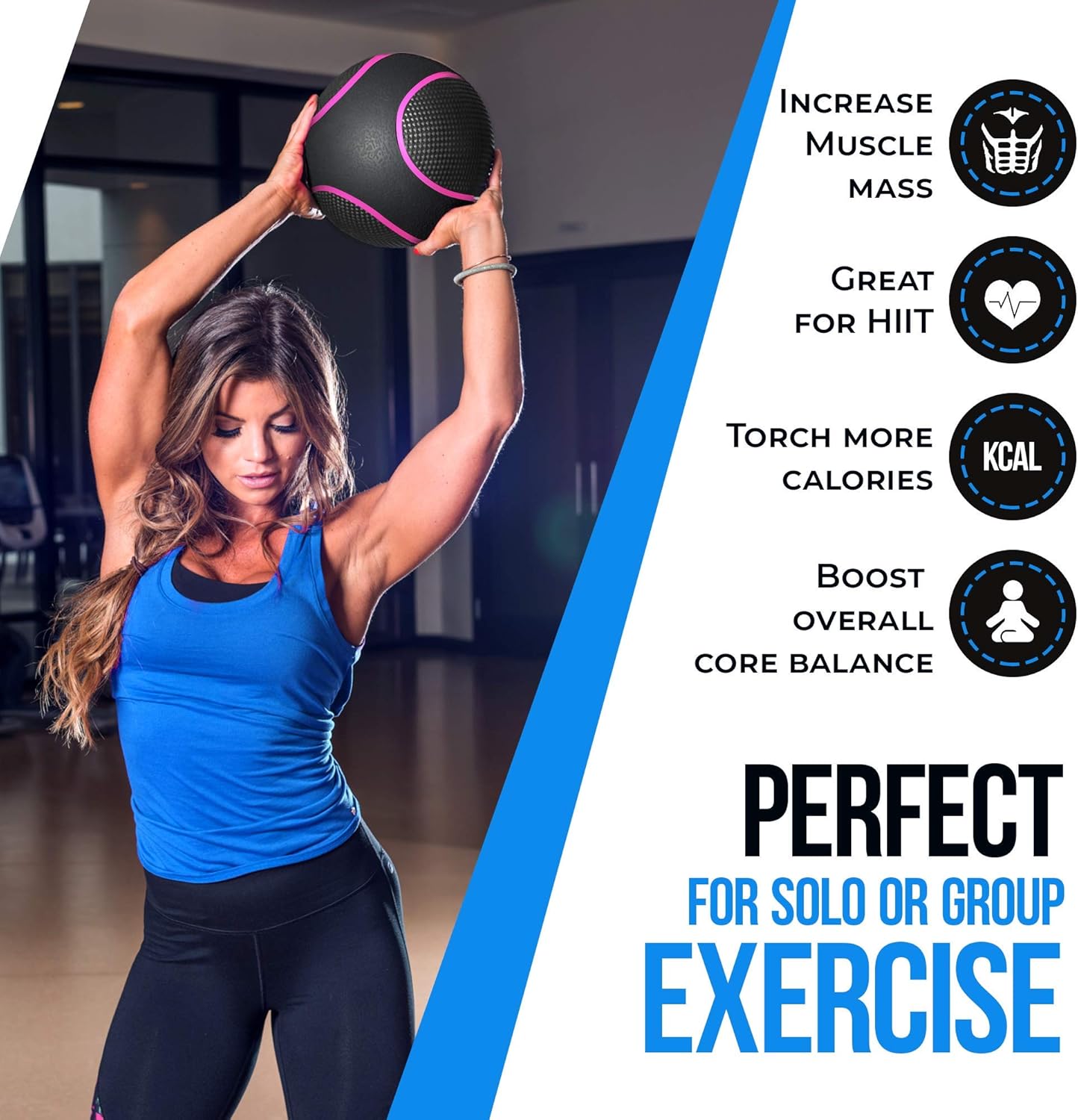 DYNAPRO Medicine Ball | Exercise Ball, Durable Rubber, Consistent Weight Distribution, Comfort Textured Grip for Strength Training (6LB- Pink) : Sports & Outdoors